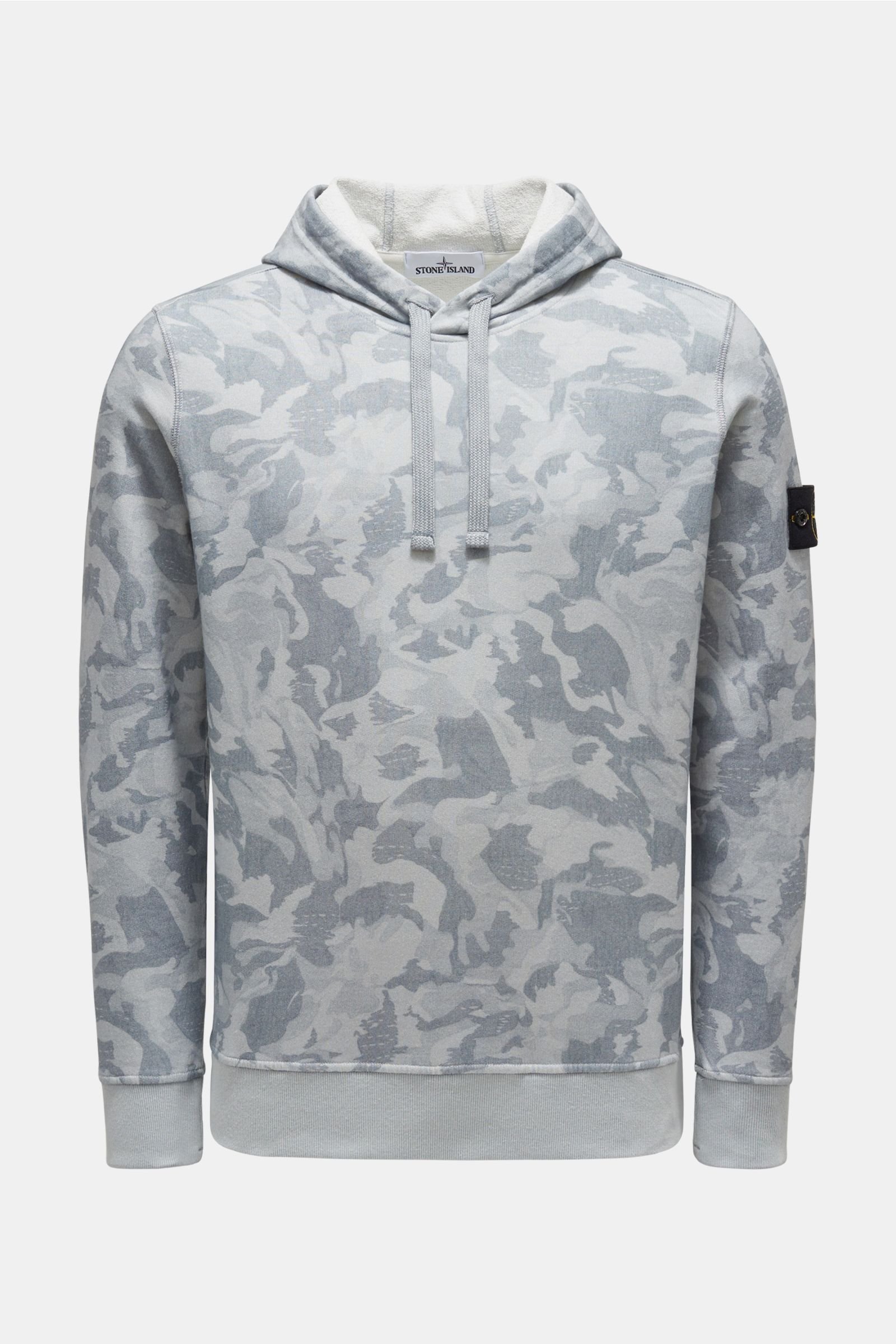 Hooded jumper grey-blue patterned