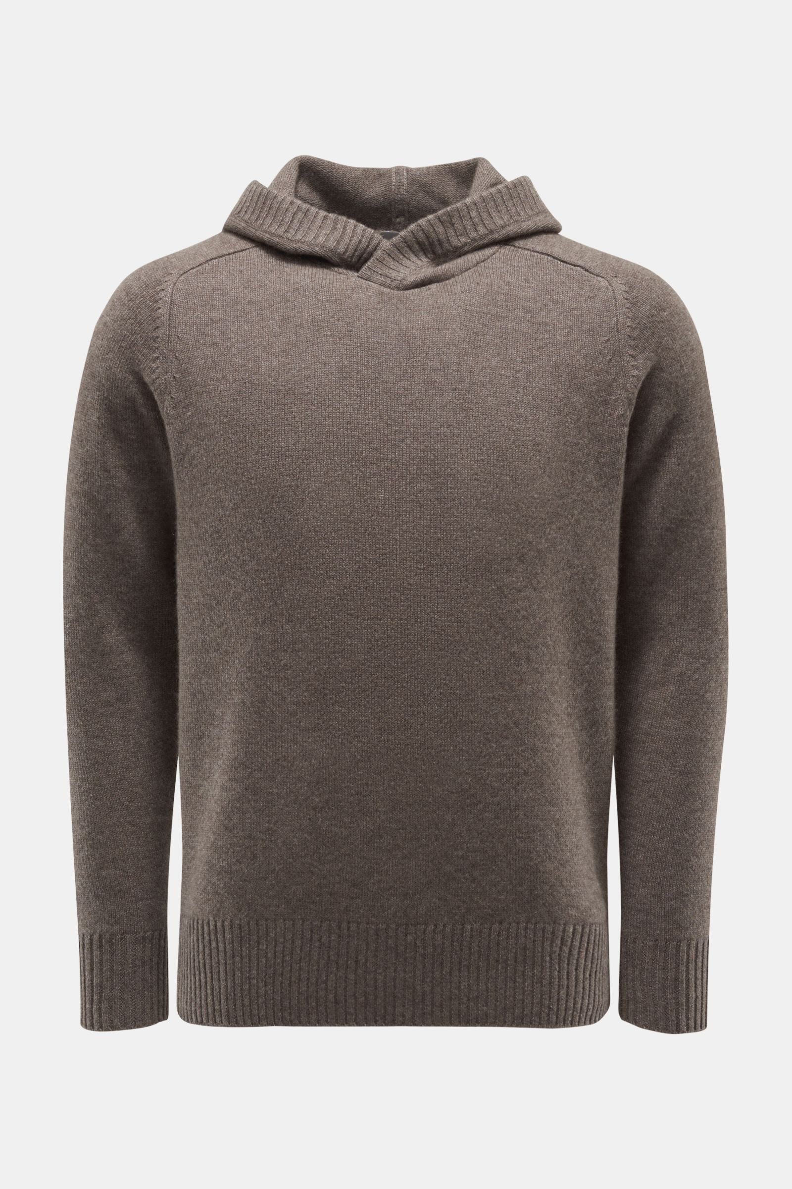 Cashmere hooded jumper grey-brown