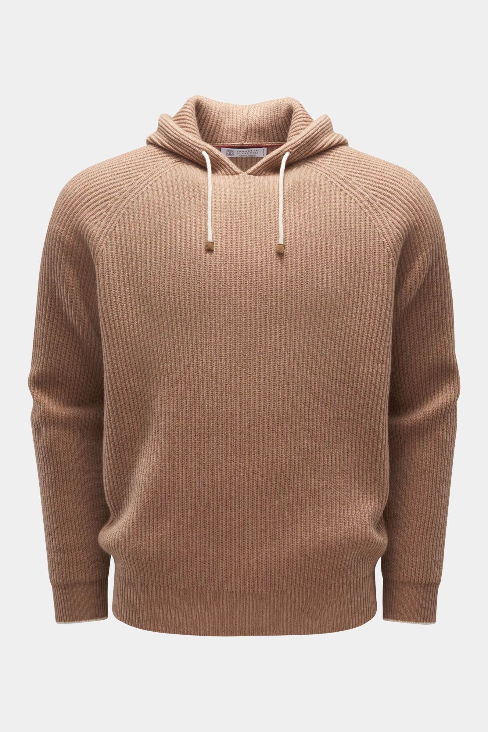 Cashmere hooded jumper grey-brown