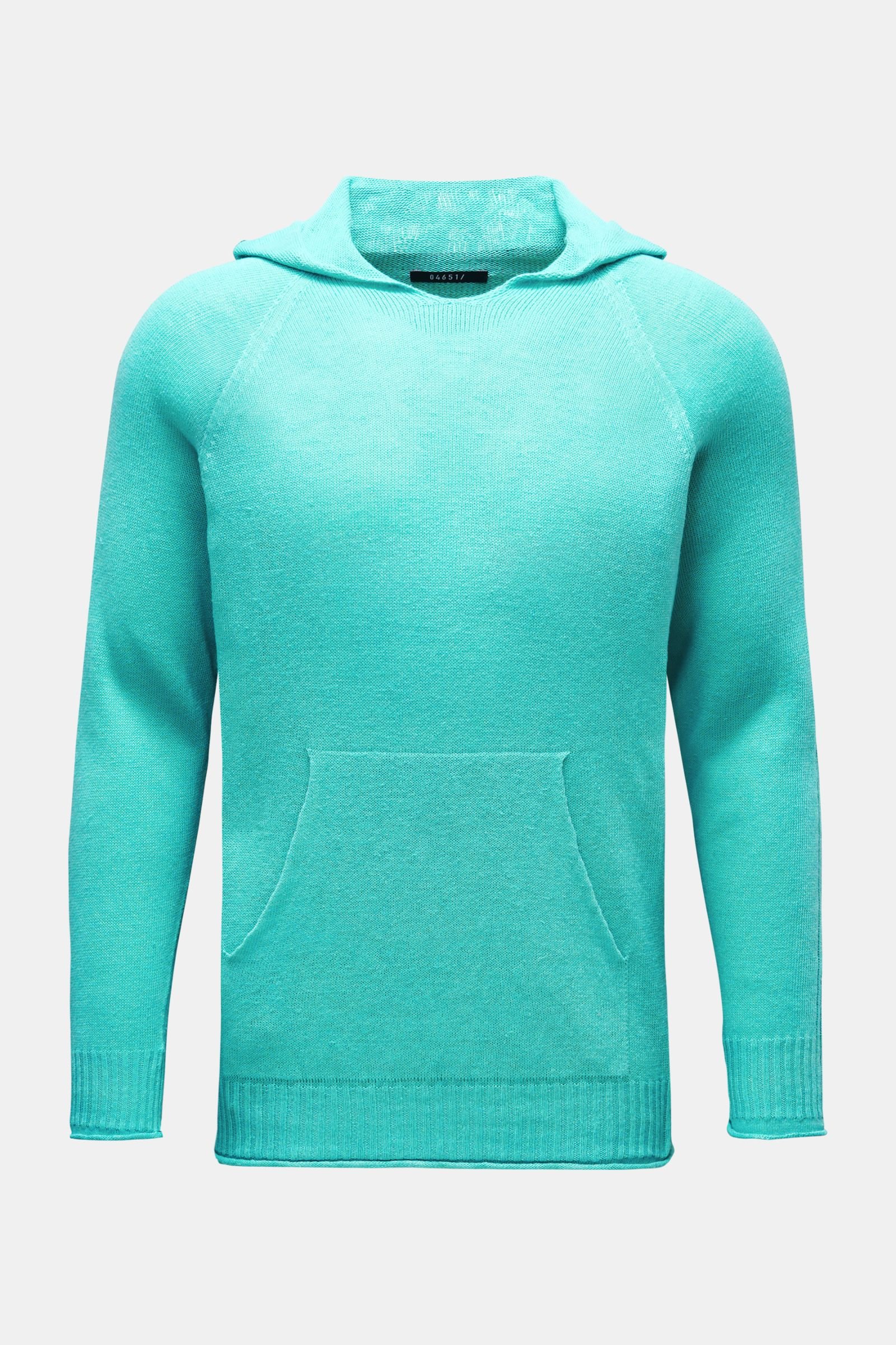 Hooded jumper 'Linen Knit' turquoise