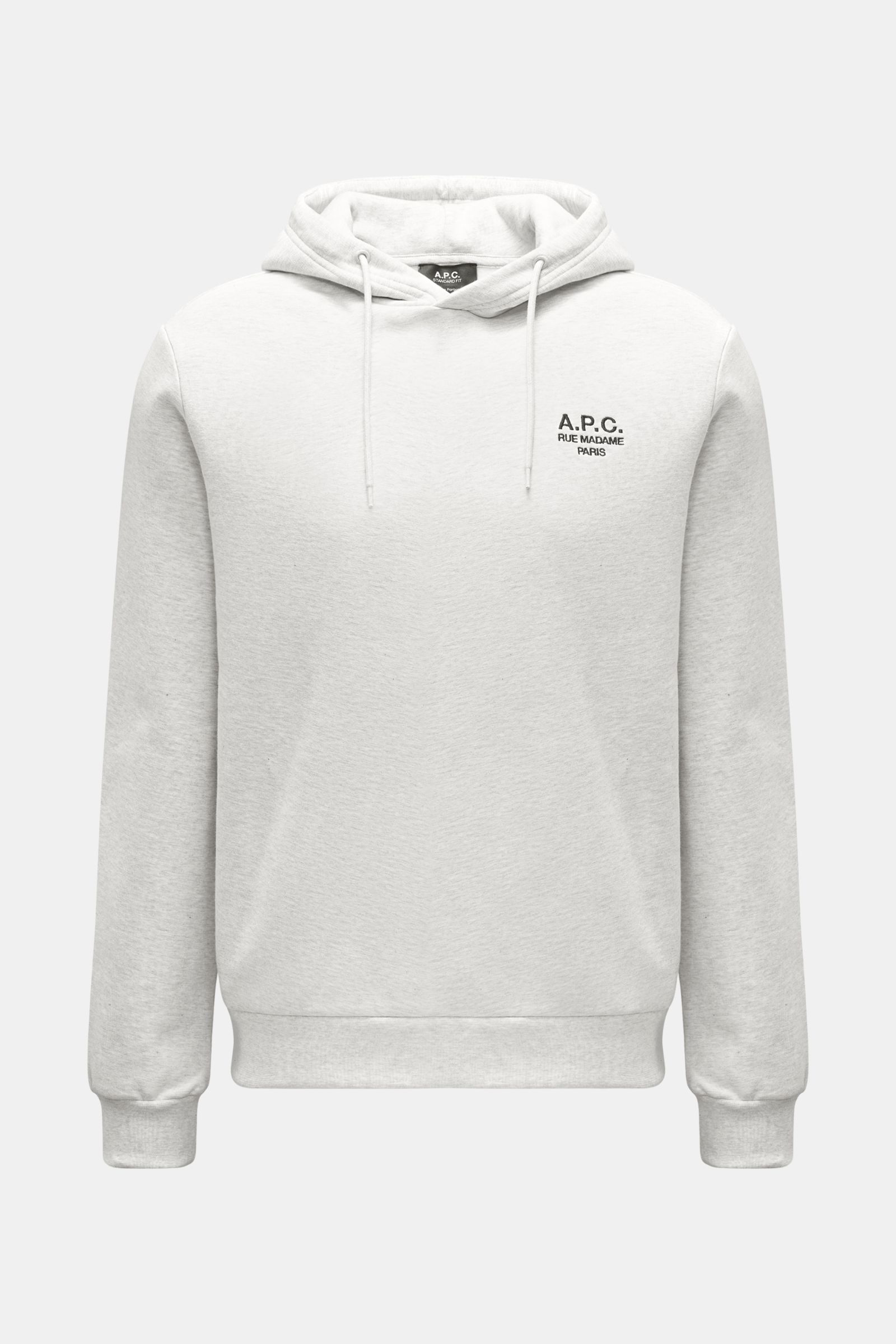 A.P.C. Hooded jumper 'Standard Rue Madame' light grey mottled