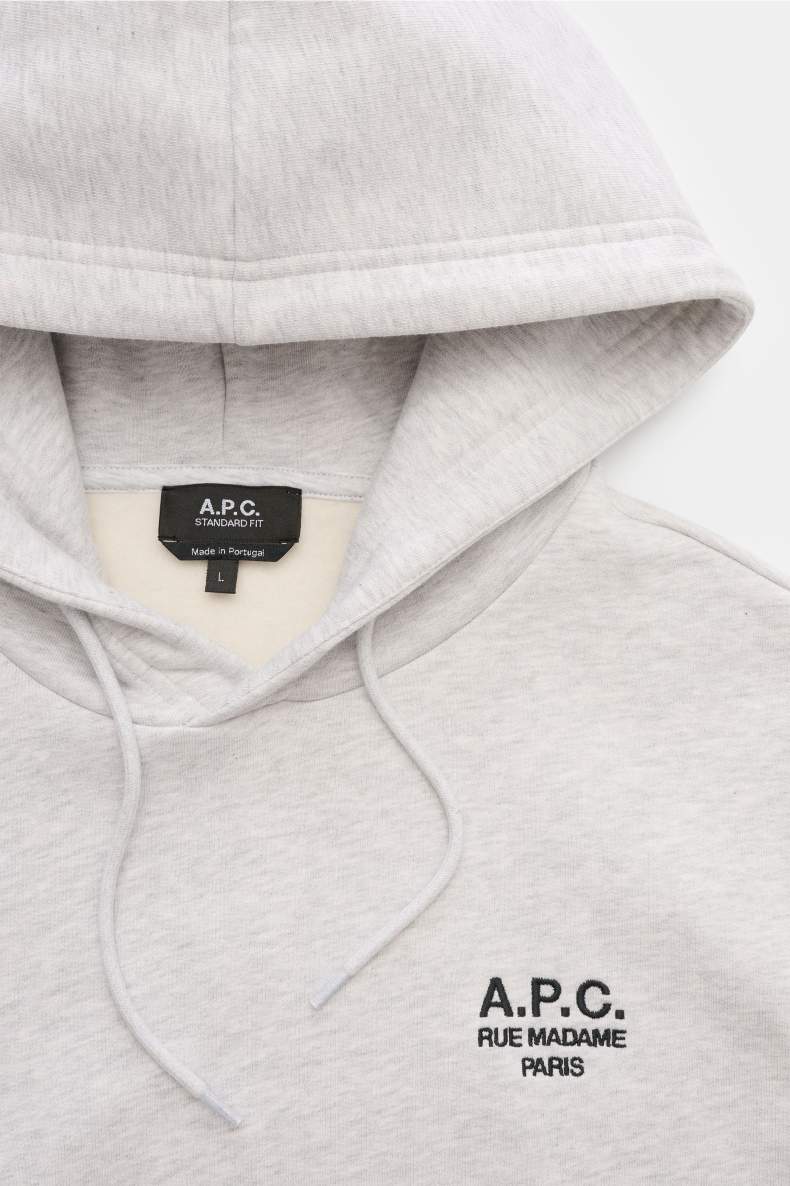 A.P.C. Hooded jumper 'Standard Rue Madame' light grey mottled