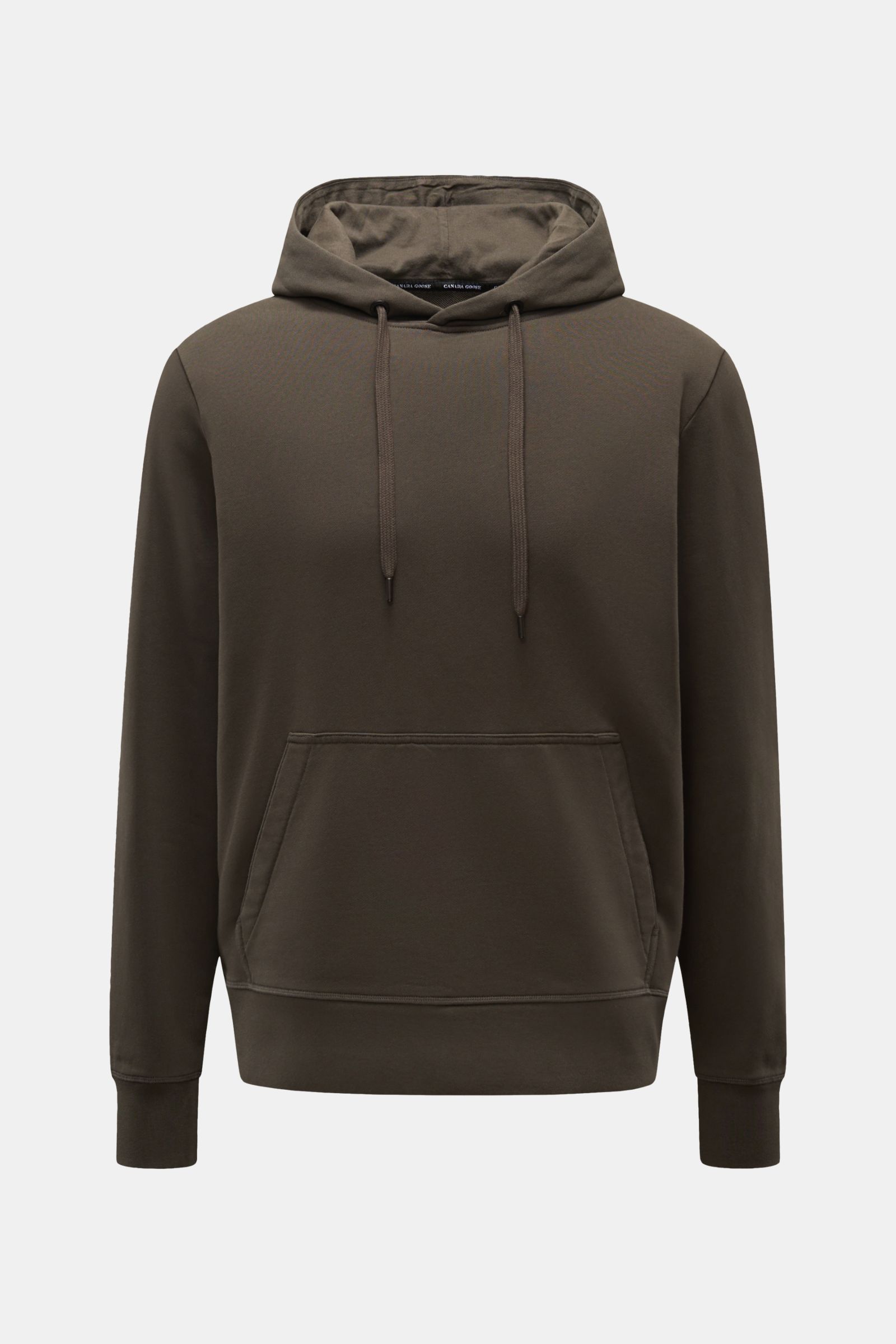 Front view of Canada Goose Kapuzenpullover 'Huron' beige hoodie with drawstring hood, kangaroo pocket, and ribbed cuffs.

Description: 
Urbaner Style trifft Komfort – der Kapuzenpullover 'Huron' von CANADA GOOSE verbindet angenehmen Tragekomfort mit ei