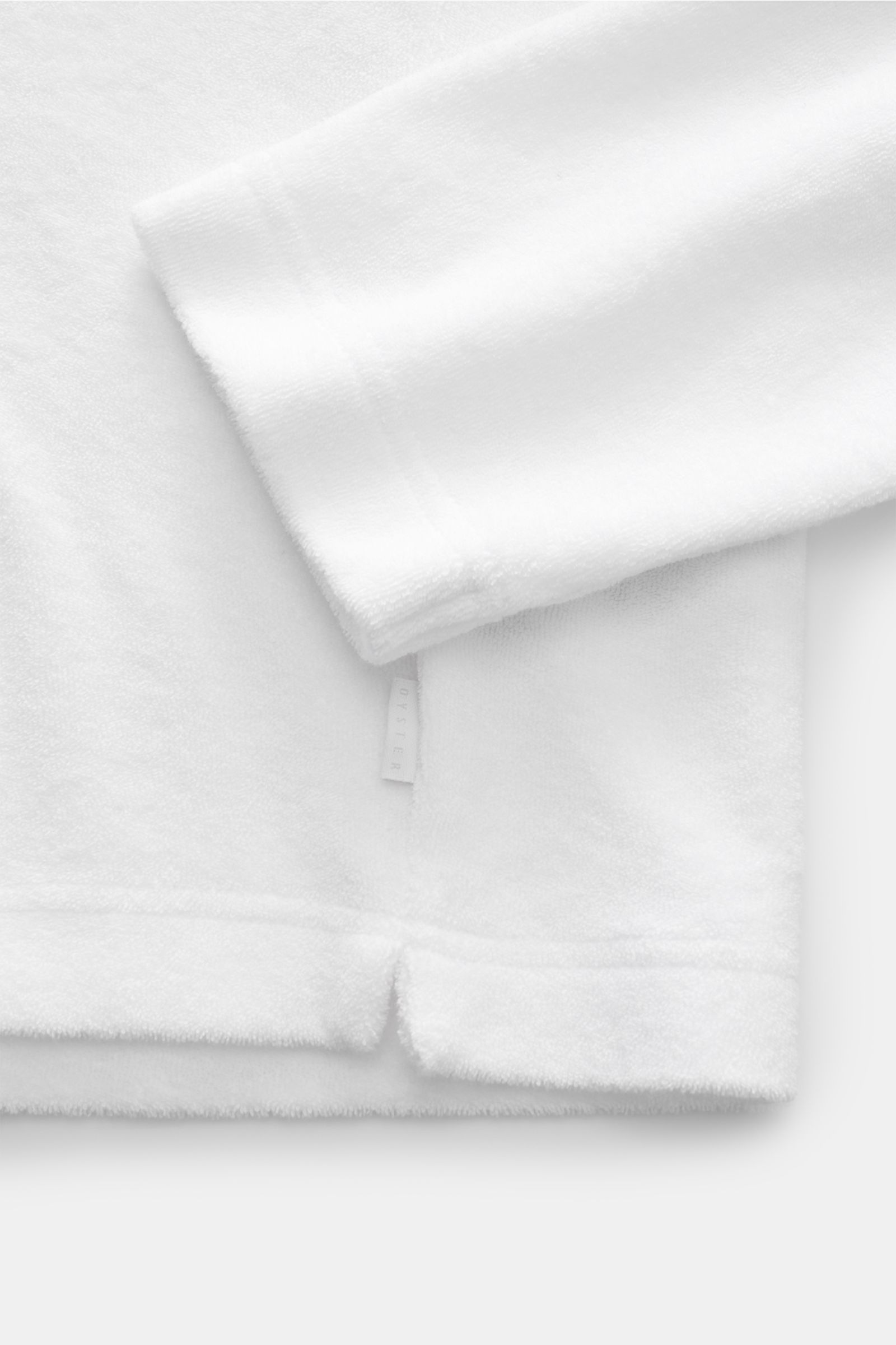 Close-up of 04651/ A trip in a bag Hooded jumper 'Beach Hoodie' white, showing soft terrycloth texture.