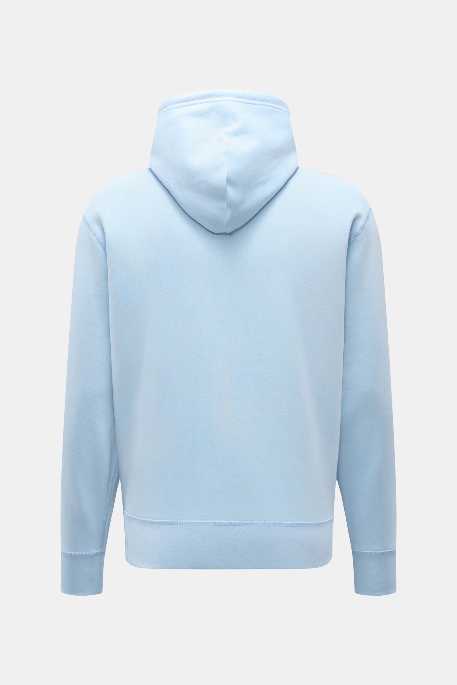 Polo Ralph Lauren Kapuzenpullover hellblau, Rückansicht, Sweat aus Baumwolle/Microfaser, weicher Griff, Regular Fit, Kapuze mit Tunnelzug, Kängurutasche, Logo-Stick, angeraute Innenseite, elastische Bündchen.