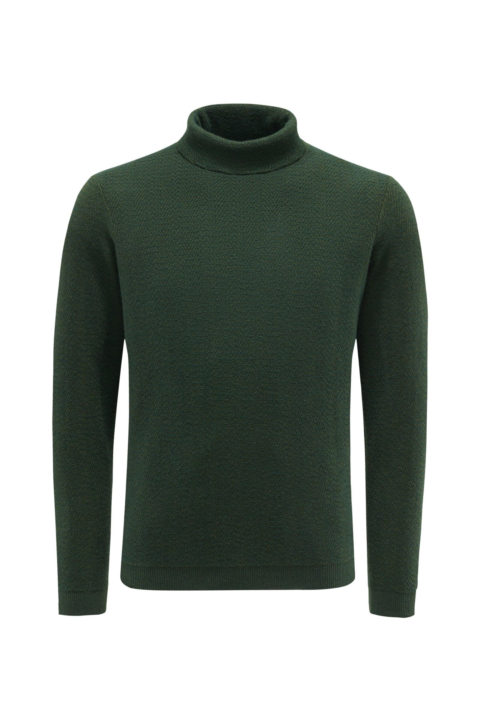 Cashmere turtleneck jumper 'Dolce Vita' dark green patterned