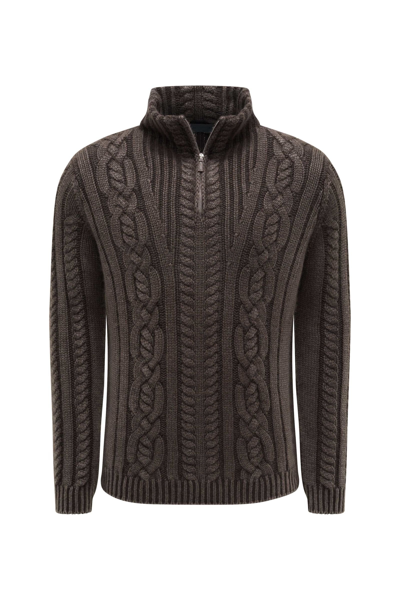 Cashmere half-zip jumper 'Octavius' grey-brown