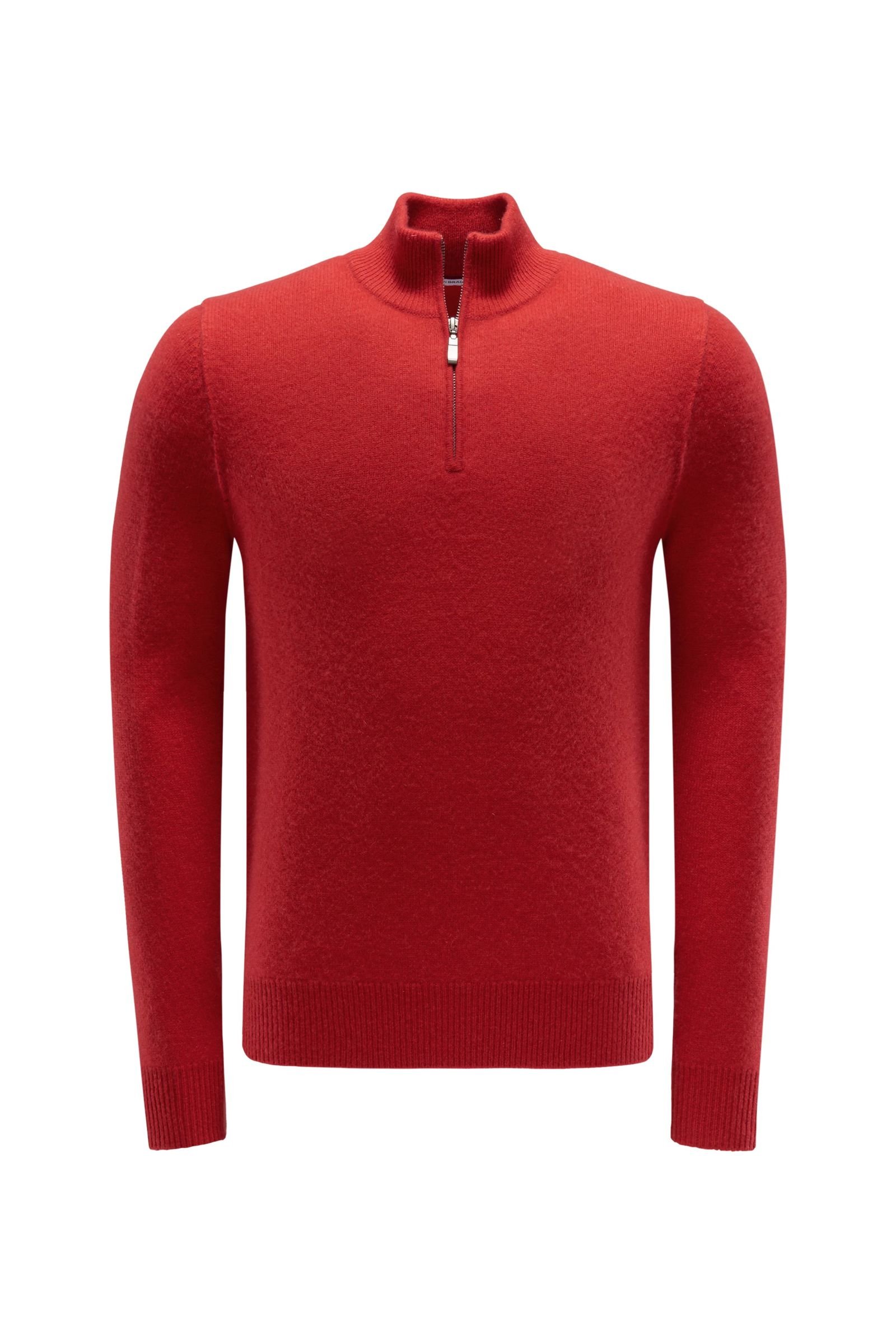 Cashmere half-zip jumper red