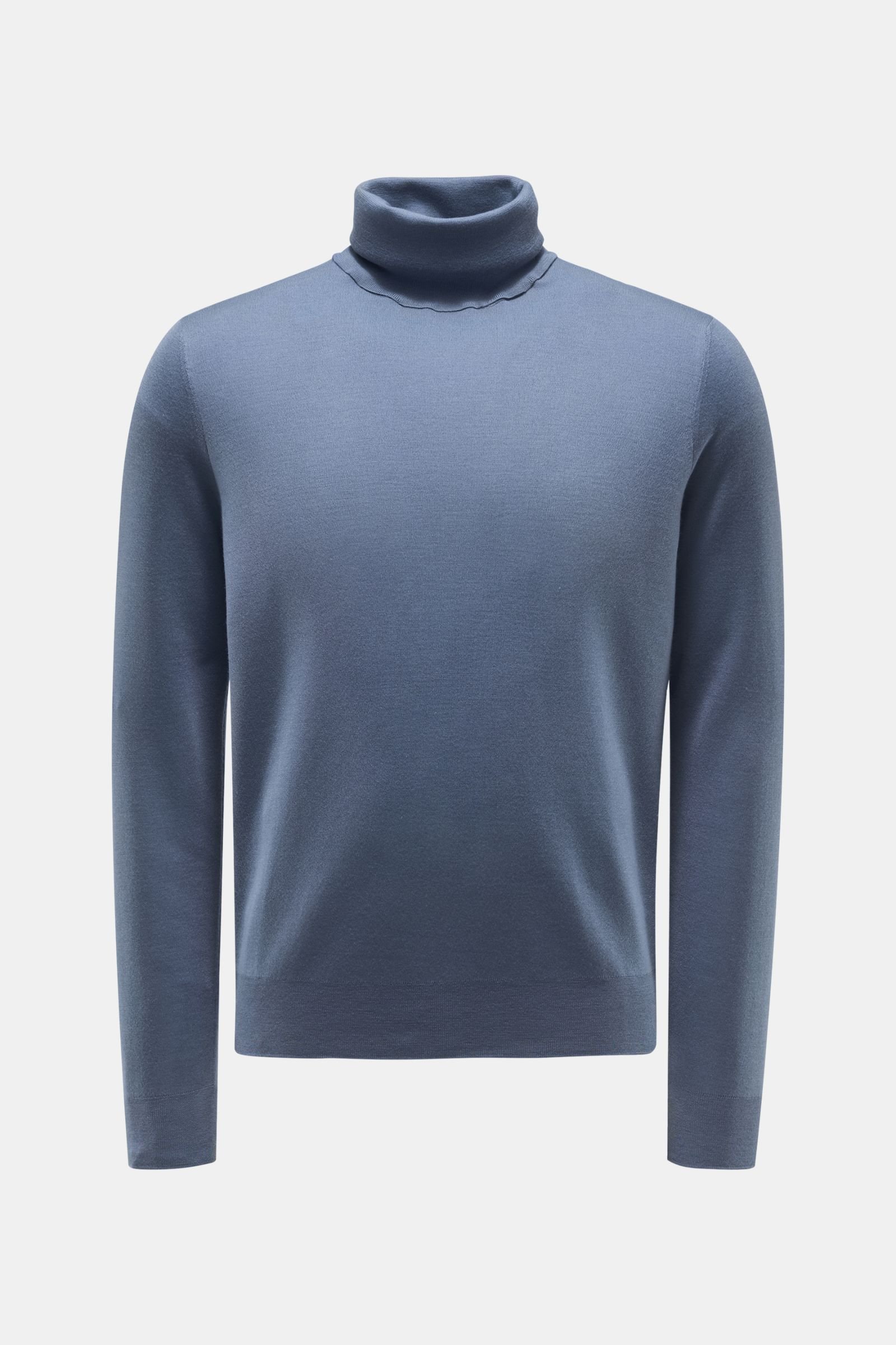 Cashmere fine knit turtleneck jumper smoky blue