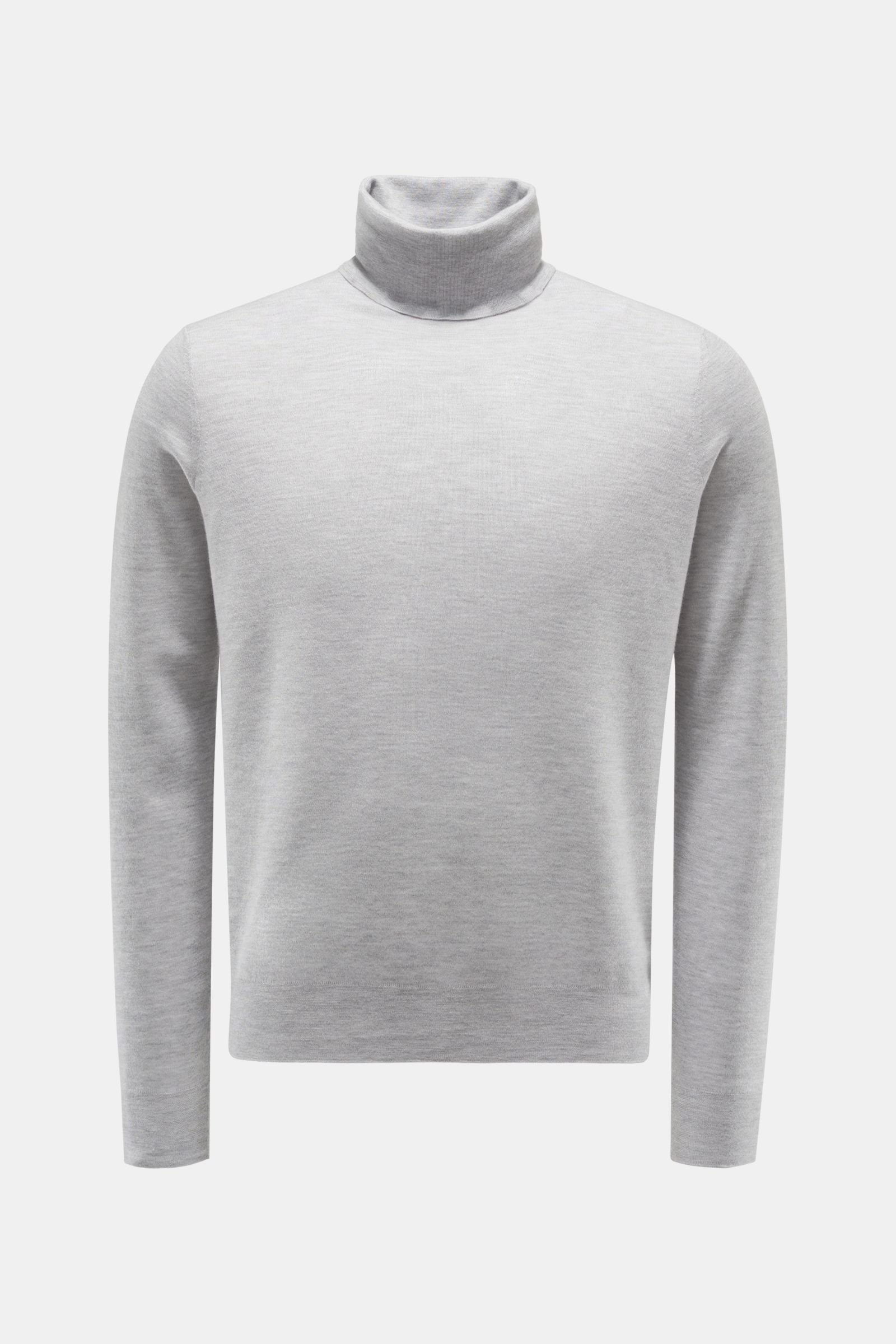 Cashmere fine knit turtleneck jumper light grey