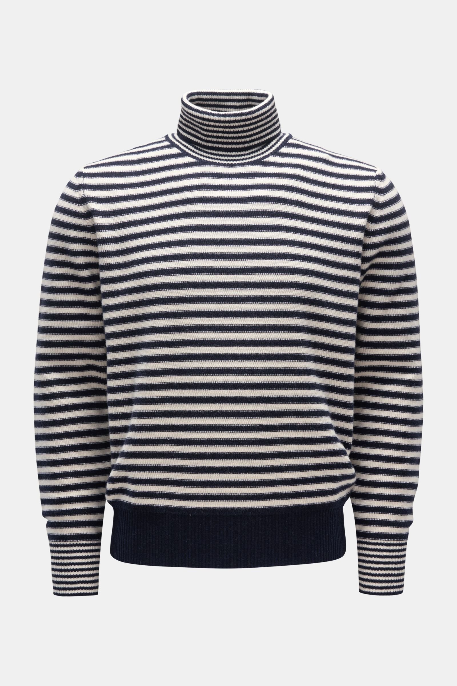 Turtleneck jumper white/navy striped