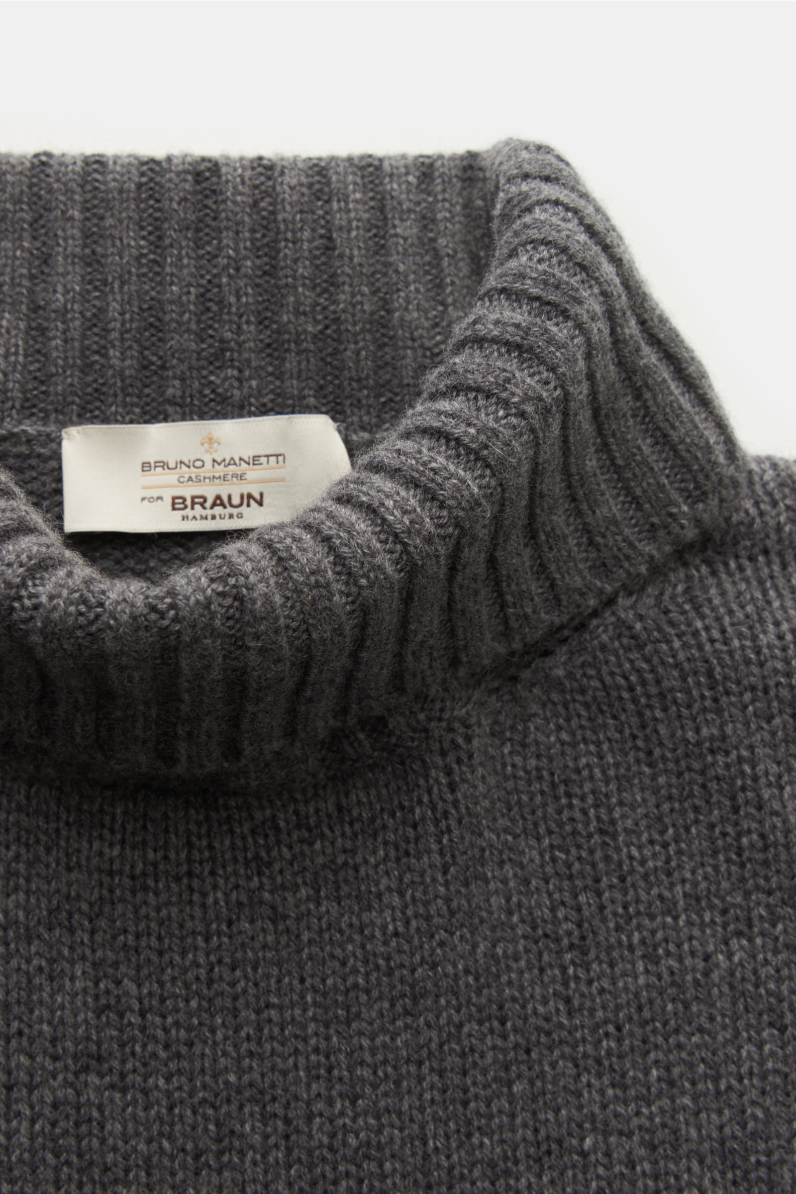 BRUNO MANETTI Cashmere Rollkragenpullover dunkelgrau | BRAUN Hamburg 