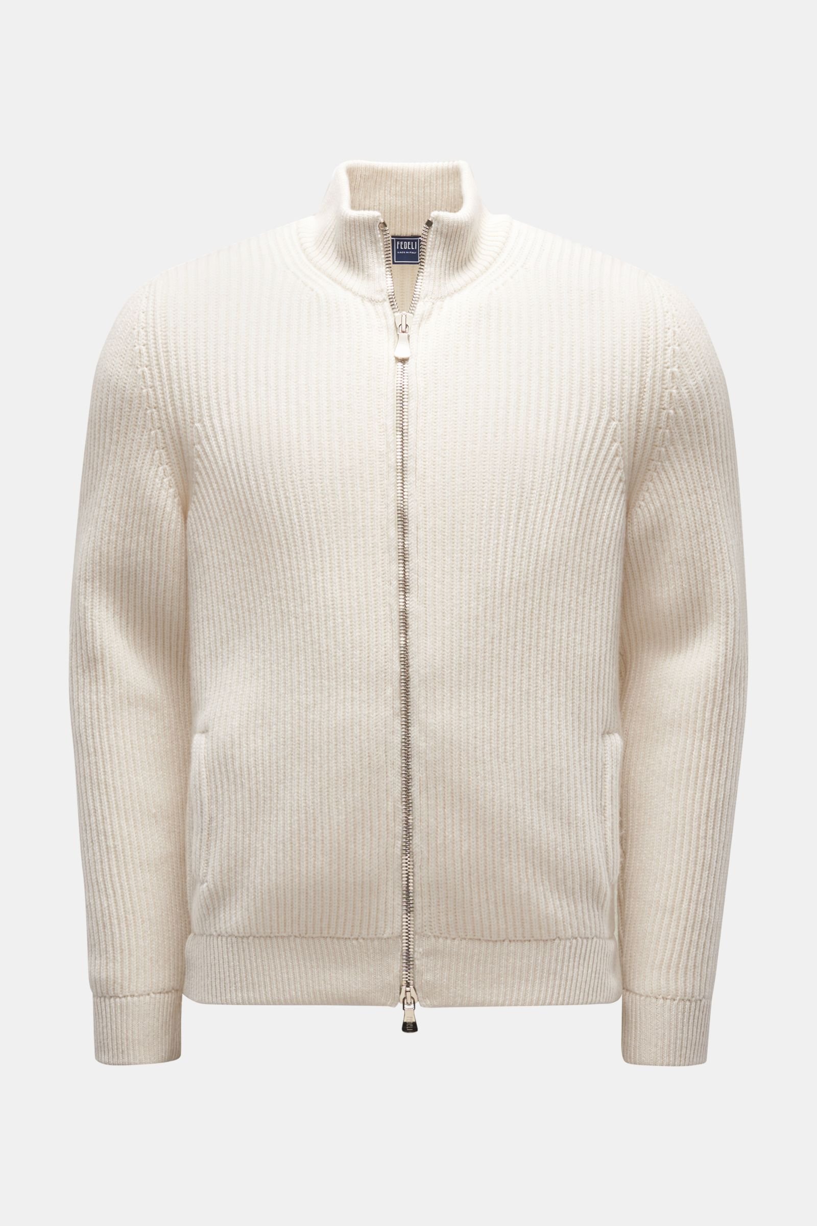 Cashmere cardigan 'Sand Open' off-white