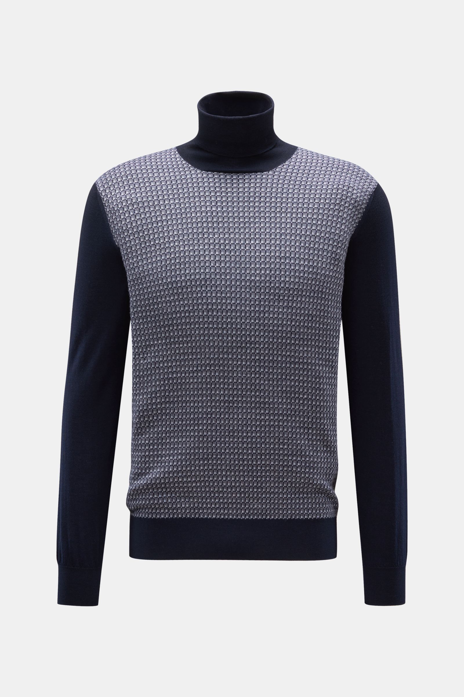 Cruciani Rollkragenpullover navy/grau gemustert