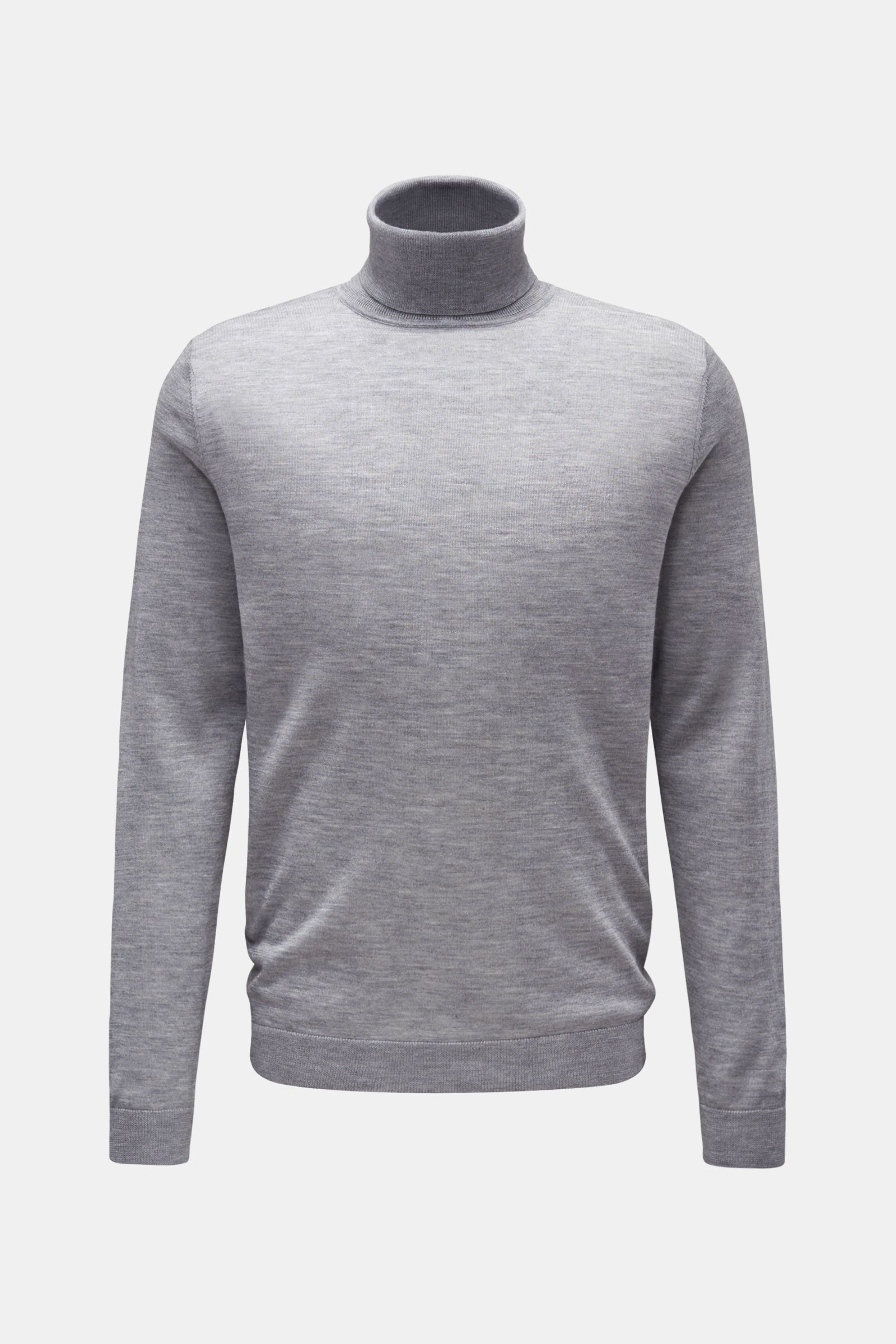 FTC Cashmere fine knit turtleneck jumper light grey