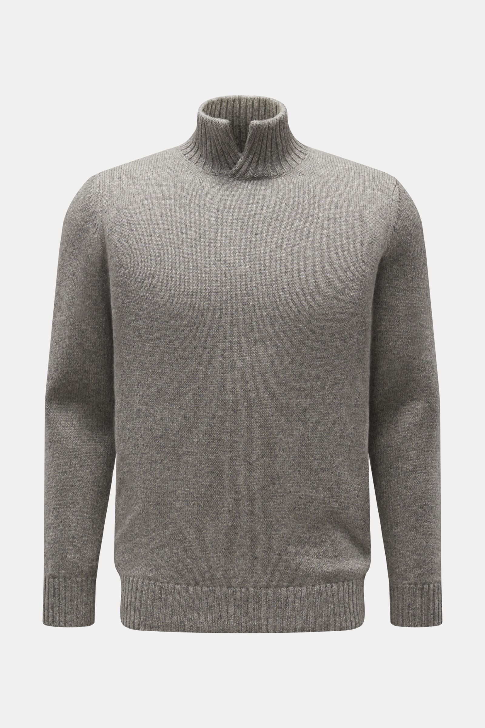 Maurizio Baldassari Cashmere Pullover 'Open Turtle Neck' hellgrau meliert