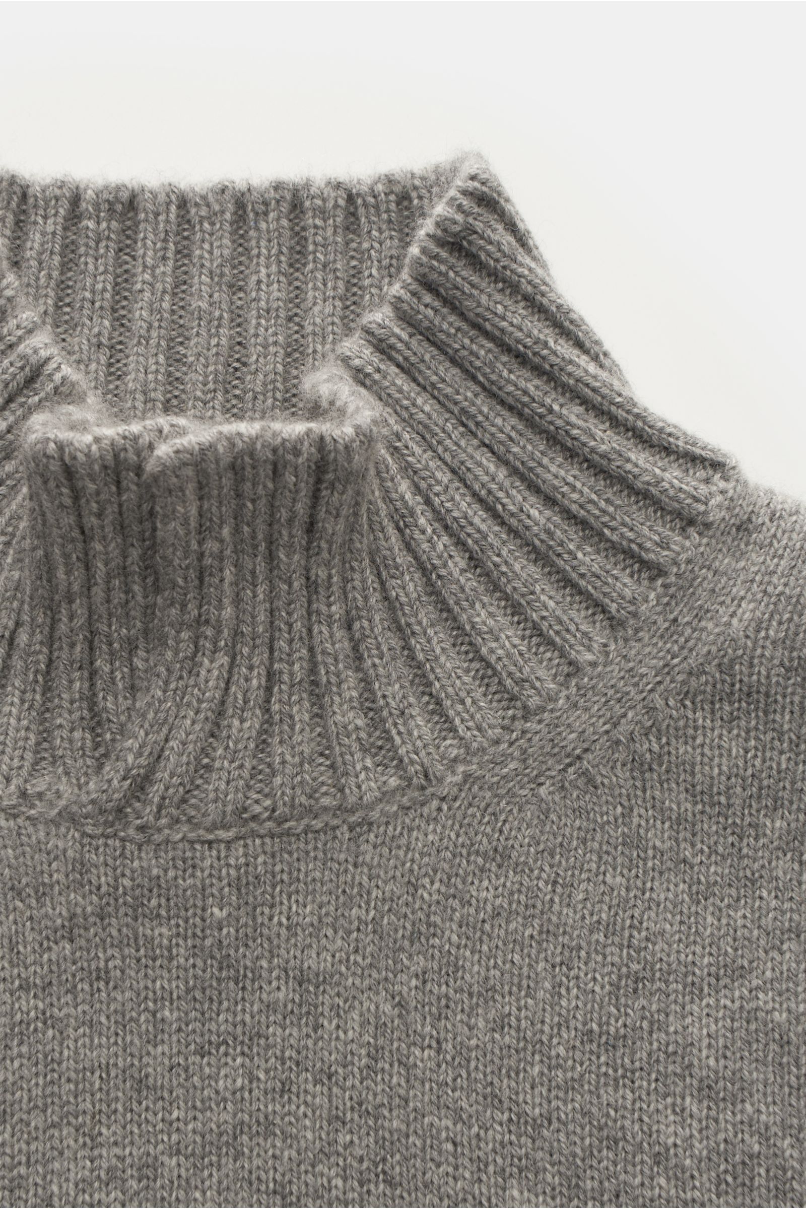 Maurizio Baldassari Cashmere Pullover 'Open Turtle Neck' hellgrau meliert