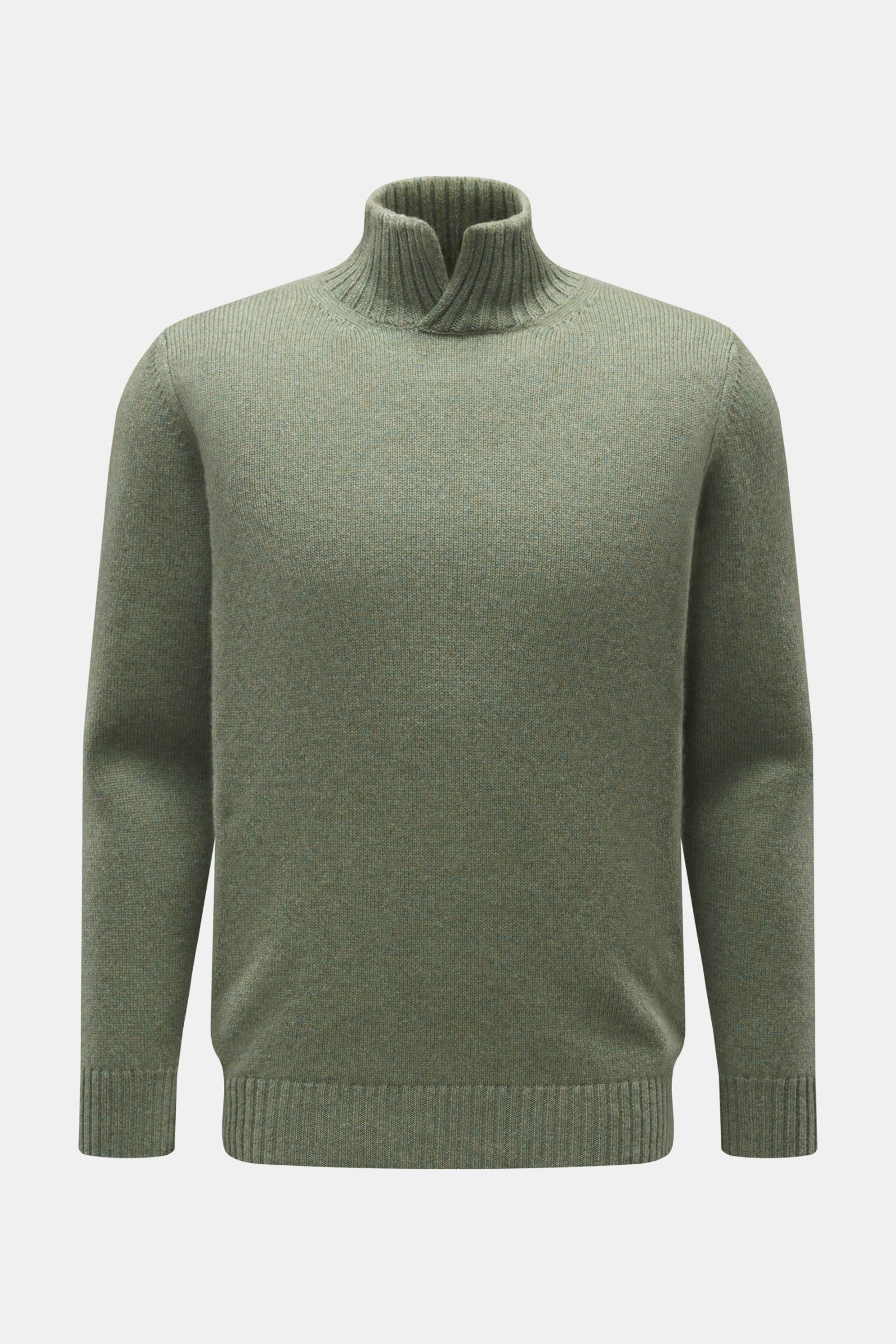 Maurizio Baldassari Cashmere Pullover 'Open Turtle Neck' graugrün meliert