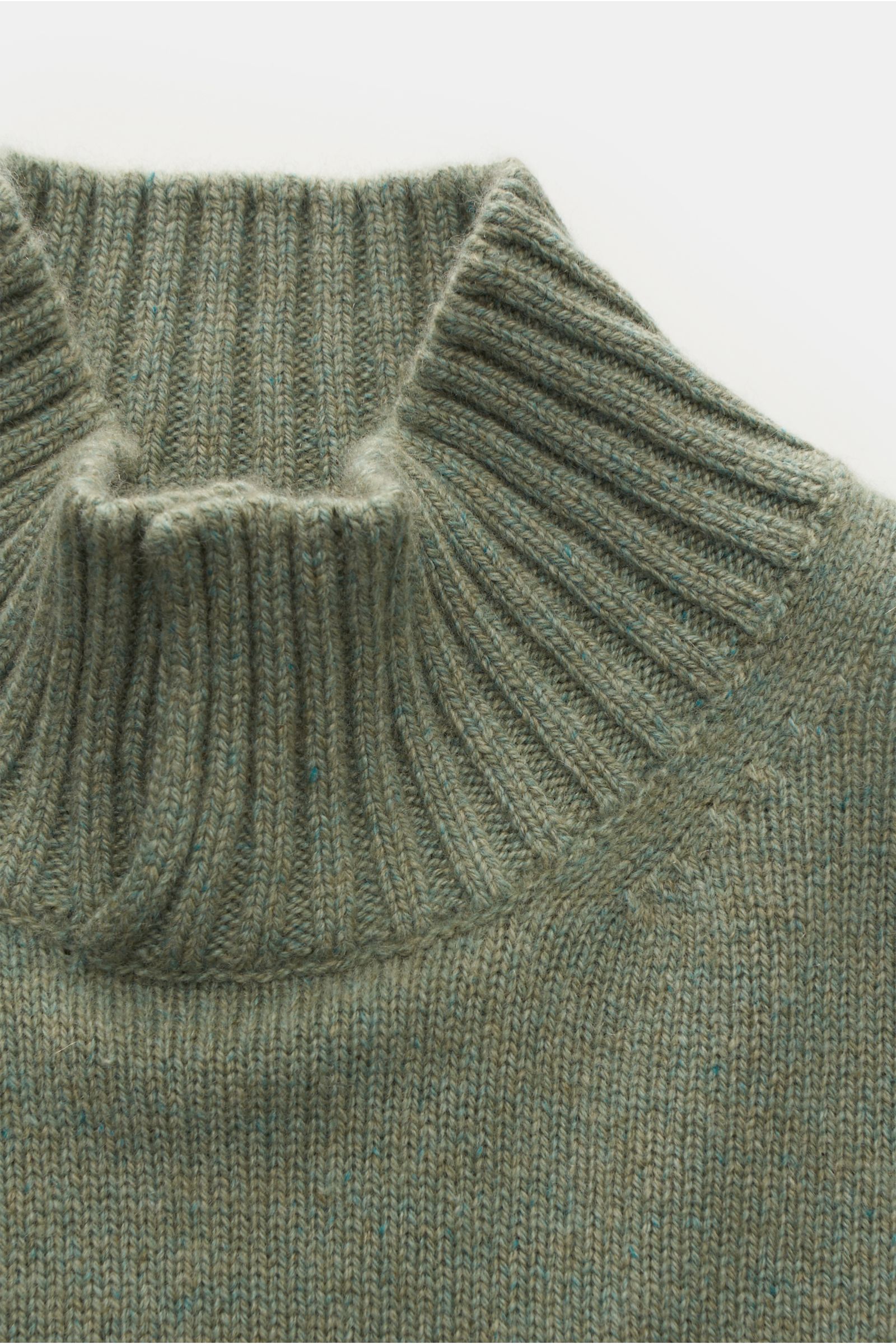 Maurizio Baldassari Cashmere Pullover 'Open Turtle Neck' graugrün meliert