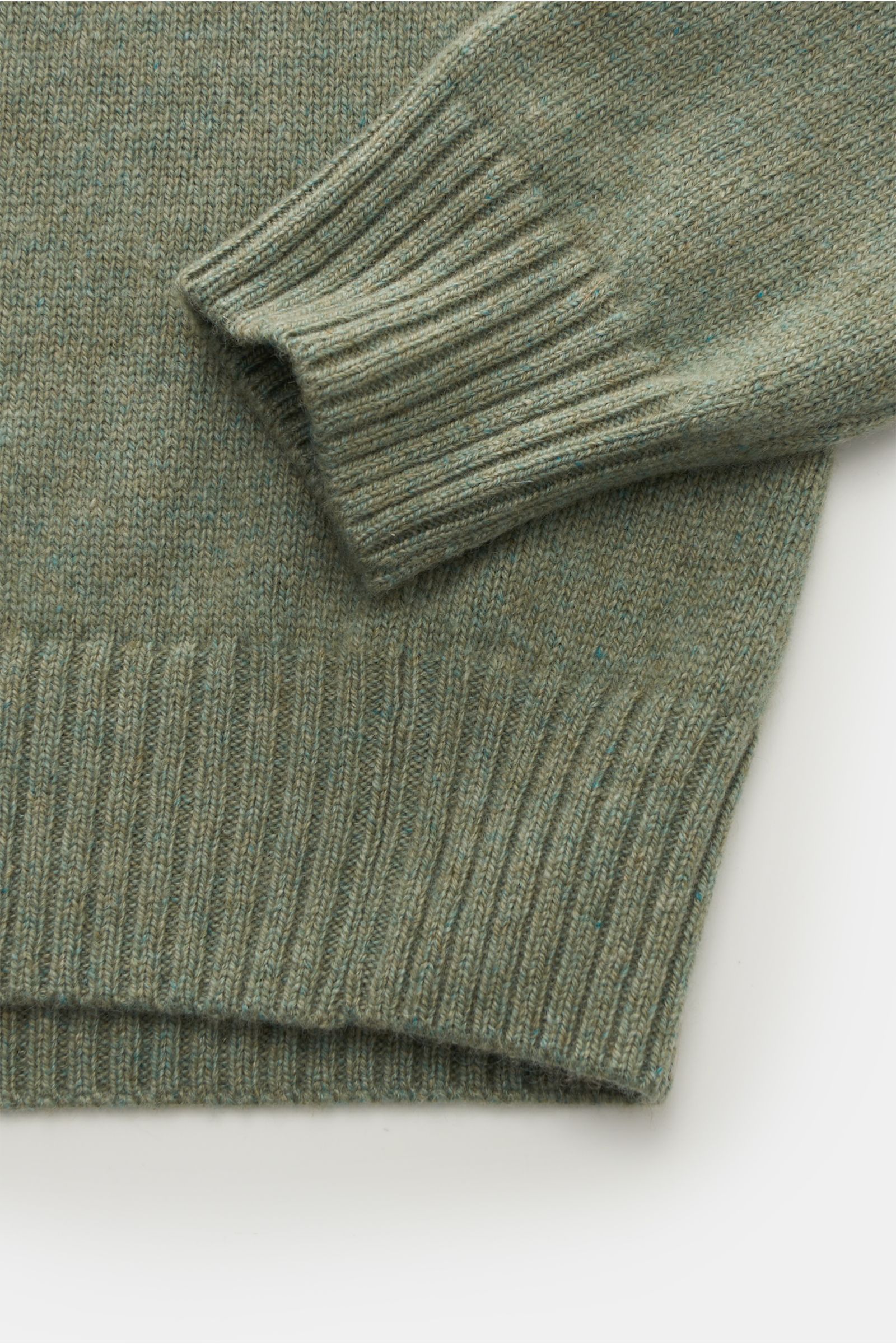 Maurizio Baldassari Cashmere Pullover 'Open Turtle Neck' graugrün meliert