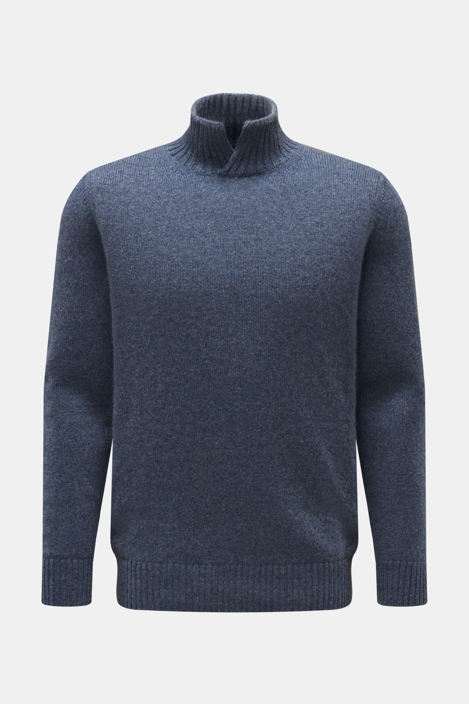 Maurizio Baldassari Cashmere Pullover 'Open Turtle Neck' rauchblau meliert