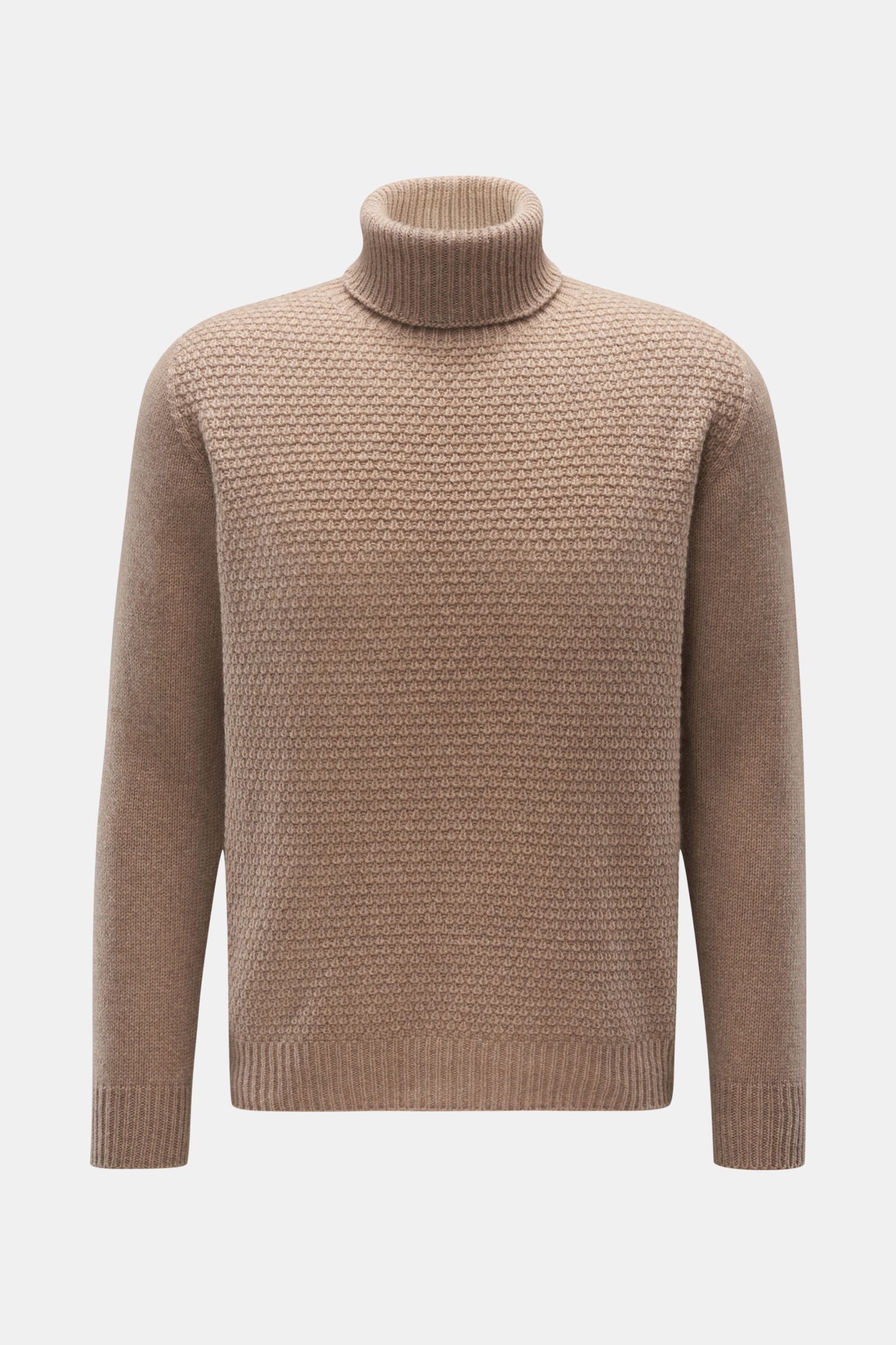 04651/ A trip in a bag Cashmere turtleneck jumper beige mottled