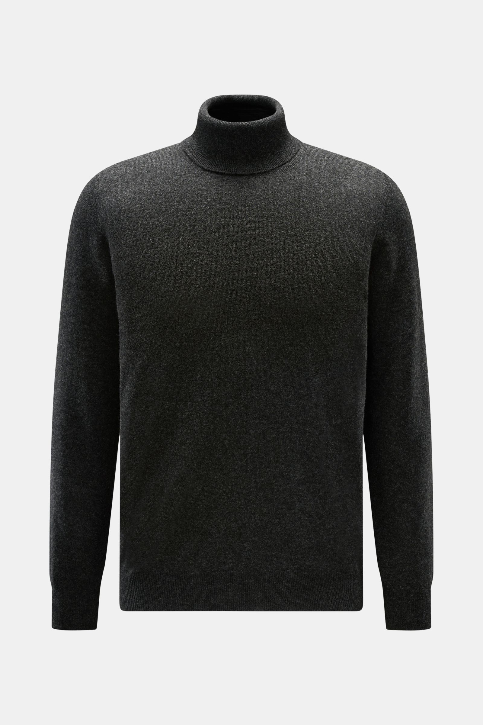 BRAUN Hamburg Rollkragenpullover anthrazit, Slim Fit, feines Strickbild, weicher Garnmix aus Schurwolle, Cashmere, Viskose, frontale Produktaufnahme.