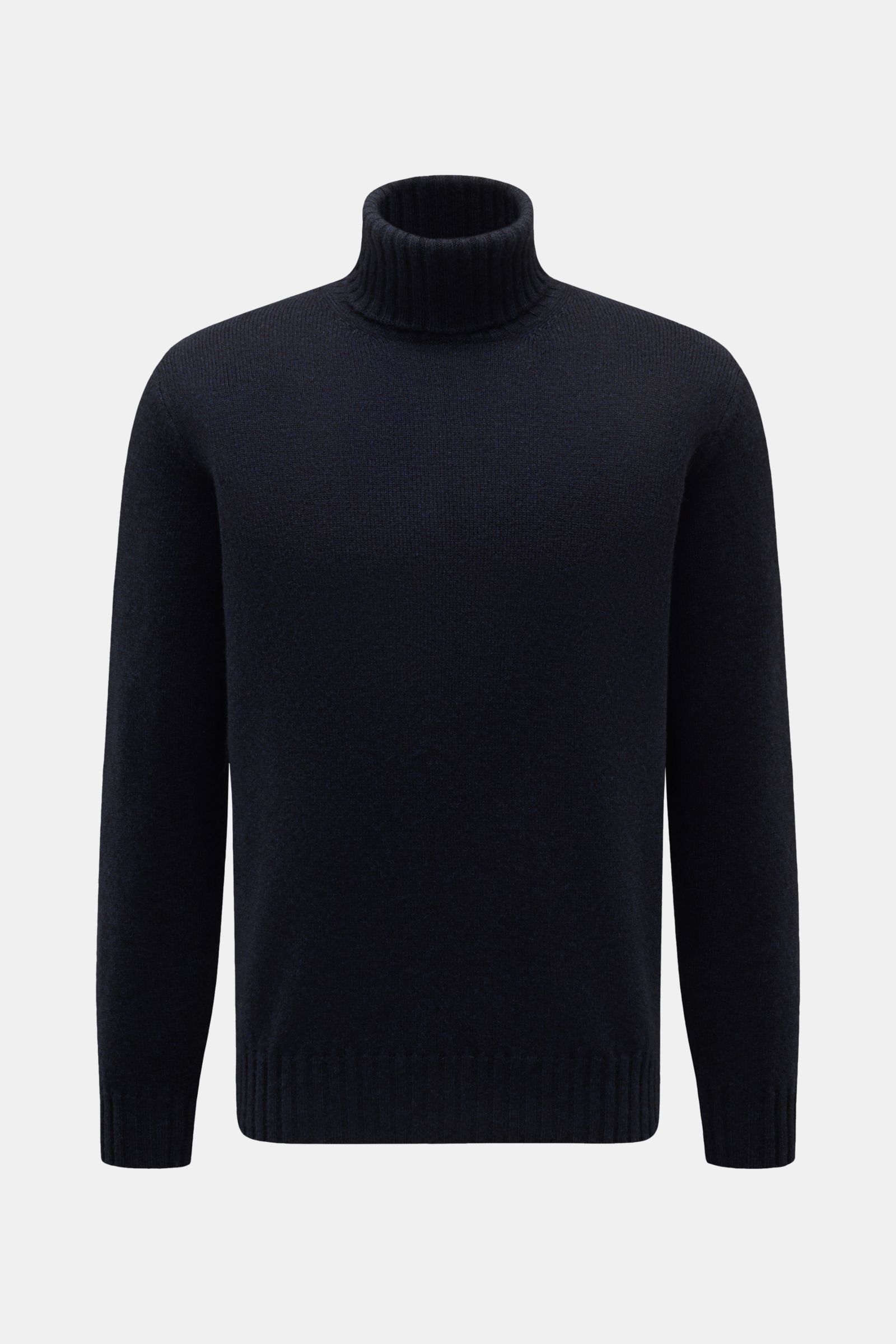 Filippo de Laurentiis Cashmere Rollkragenpullover navy, frontale Aufnahme, 100% Cashmere, feines Strickbild, weicher Griff, Regular Fit, Rippbündchen.
