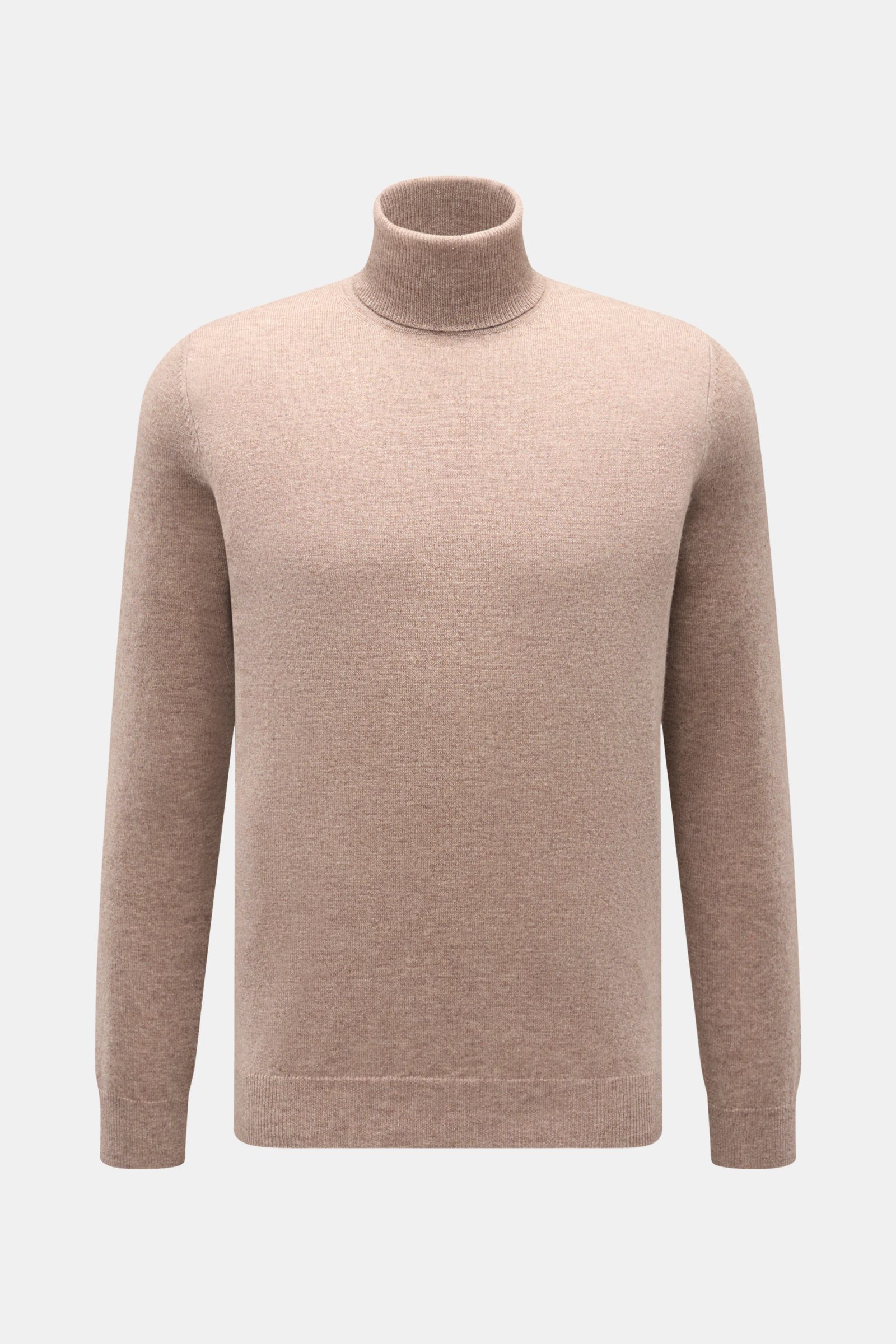 von Braun Cashmere Rollkragenpullover beige, Slim Fit, fein gestrickt aus reinem Cashmere, sehr weich, anliegender Rollkragen, elastische Rippbündchen, Frontansicht
