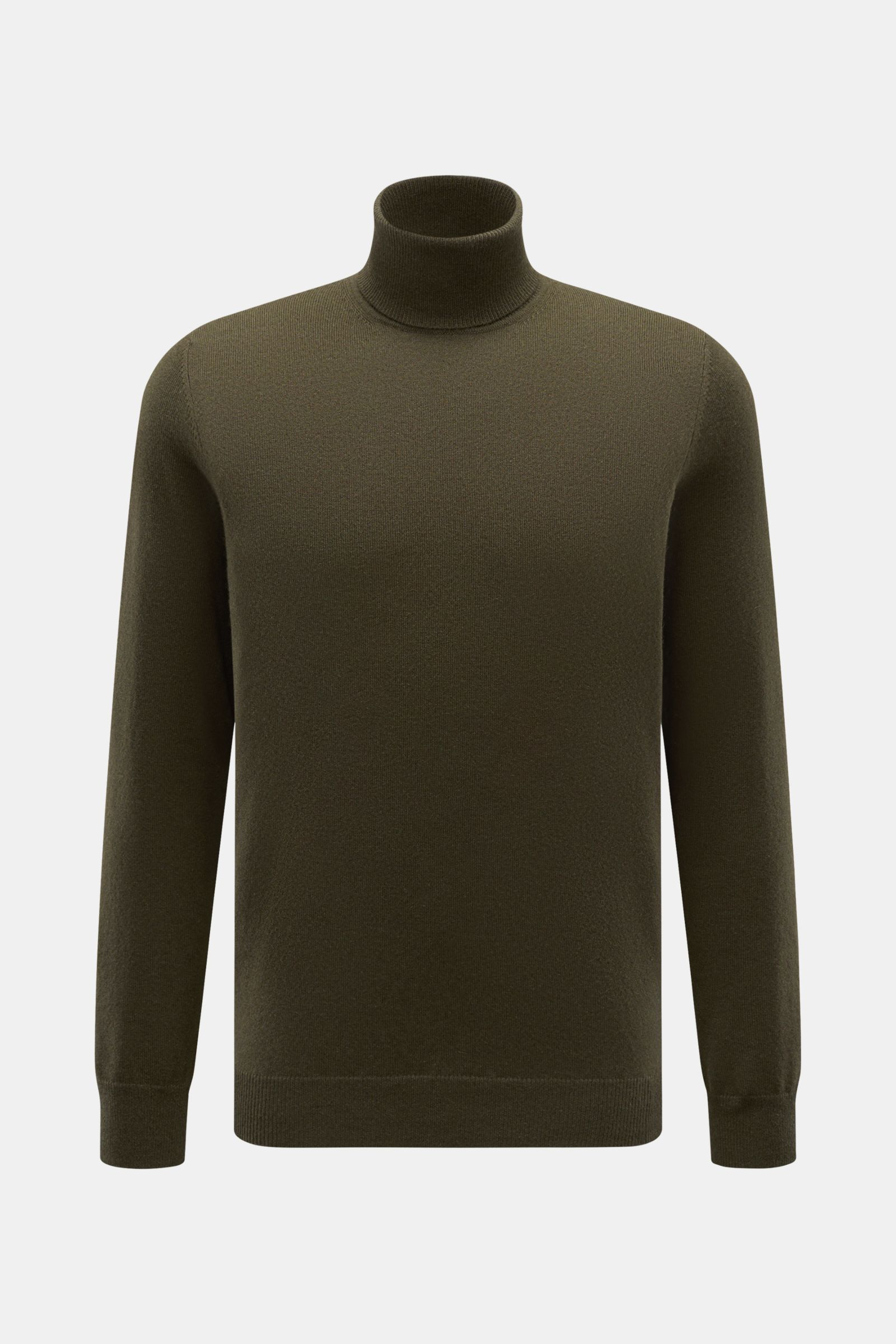 von Braun Cashmere Rollkragenpullover dark olive, Slim Fit, fein gestrickt aus reinem mongolischem Cashmere, sehr weich, Rollkragen, Rippbündchen, Vorderansicht