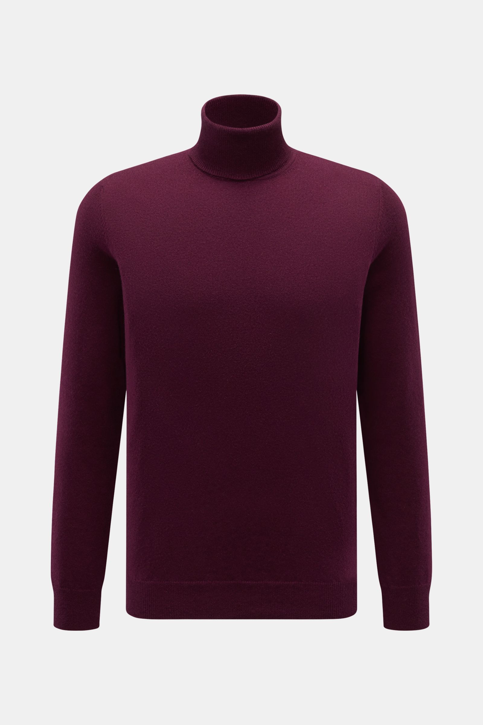 von Braun Cashmere Rollkragenpullover bordeaux, Slim Fit, fein gestrickt aus reinem Cashmere, sehr weich, anliegender Rollkragen, elastische Rippbündchen, Frontalansicht.