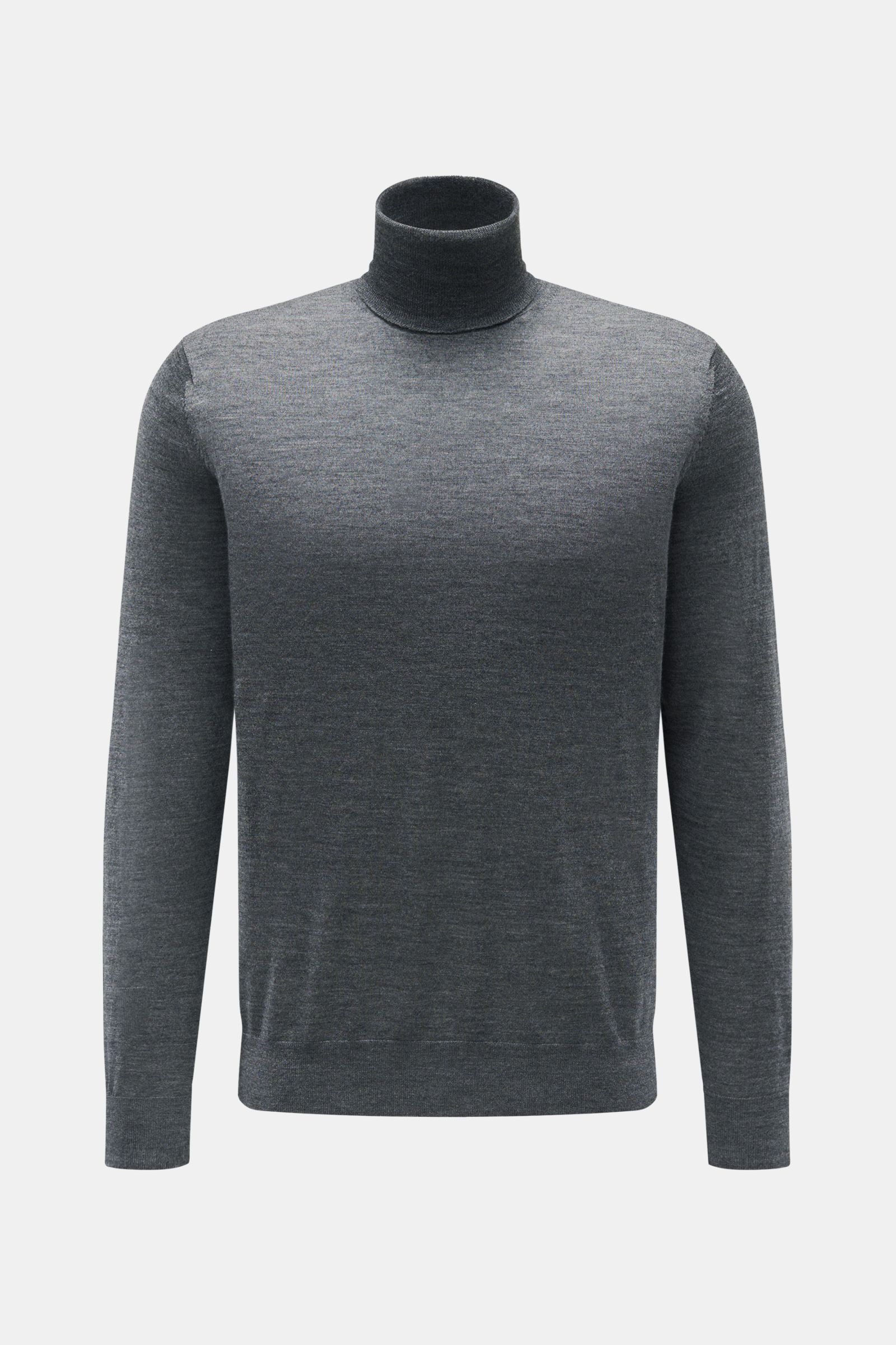 von Braun Merino Rollkragenpullover anthrazit meliert, superfein gestrickt aus reiner Merinowolle, Slim Fit, anliegender Rollkragen, flexible Rippbündchen, Frontansicht
