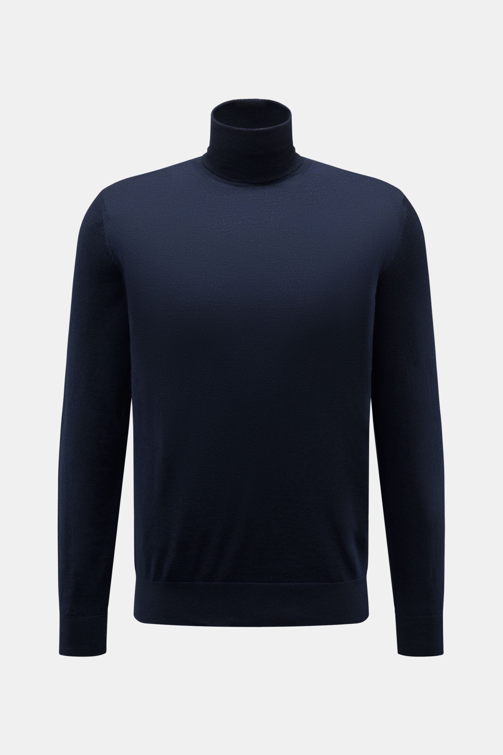 von Braun Merino Rollkragenpullover navy, Slim Fit, aus reiner Merinowolle mit feinem Strickbild, anliegendem Rollkragen und flexiblen Rippbündchen, frontal fotografiert