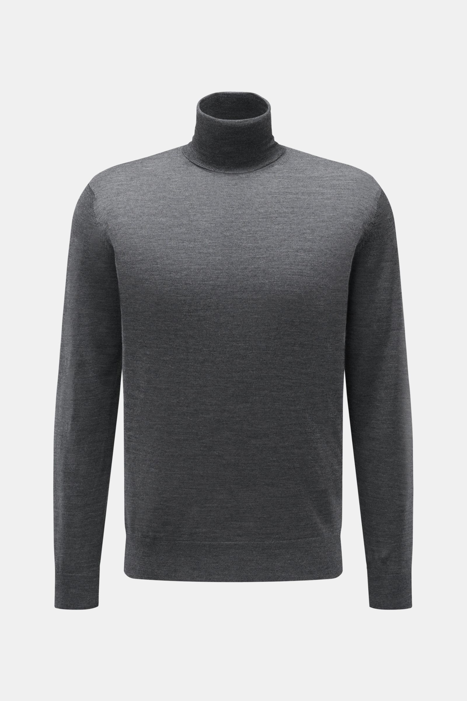 von Braun Merino Rollkragenpullover grau meliert, Slim Fit, feines Strickbild, reine Merinowolle, anliegender Rollkragen, flexible Rippbündchen, Frontansicht