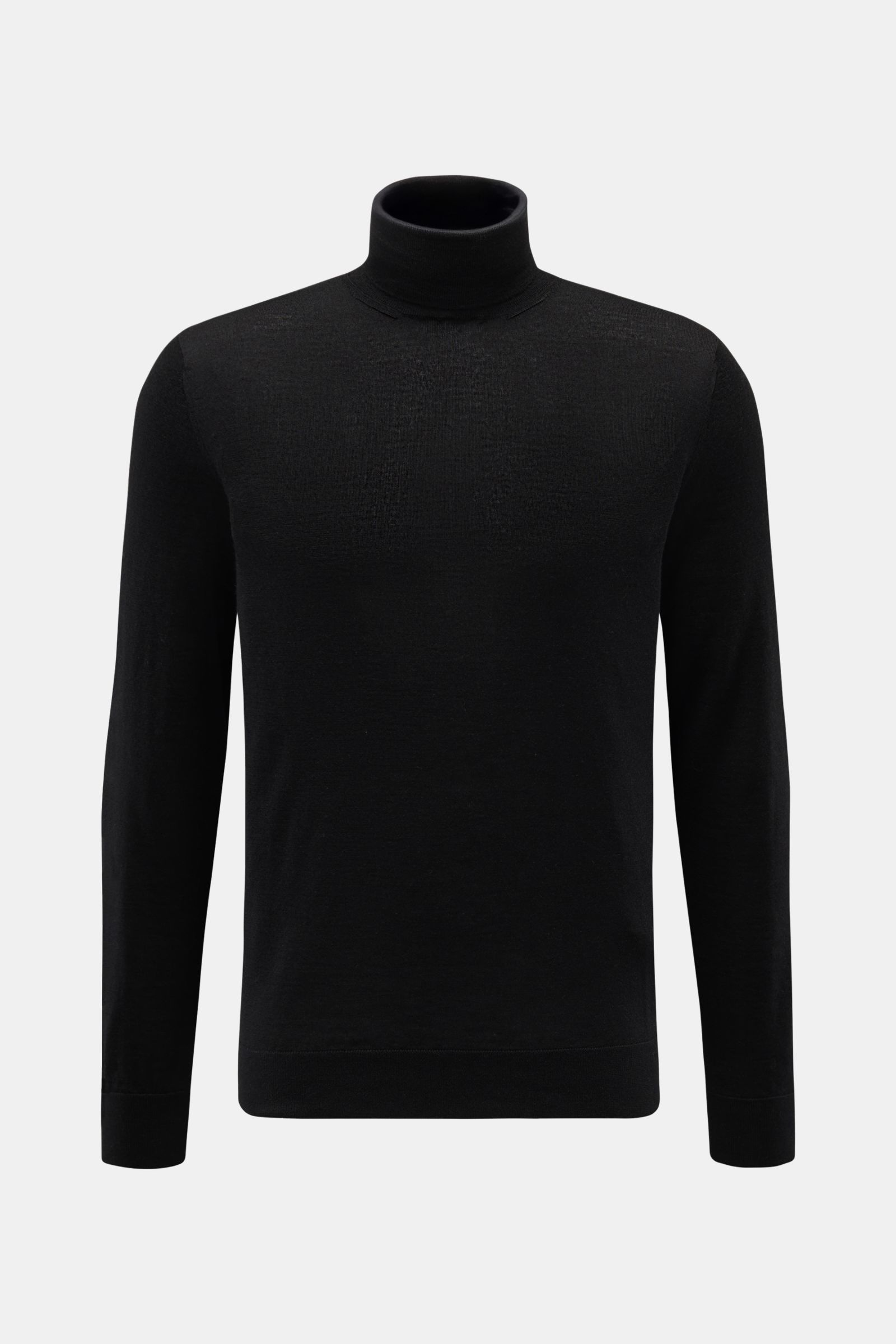 Colombo Feinstrick-Rollkragenpullover schwarz, frontale Ansicht, Regular Fit, feines Strickbild, Cashmere-Seiden-Mix, weicher Griff, flexible Rippbündchen.