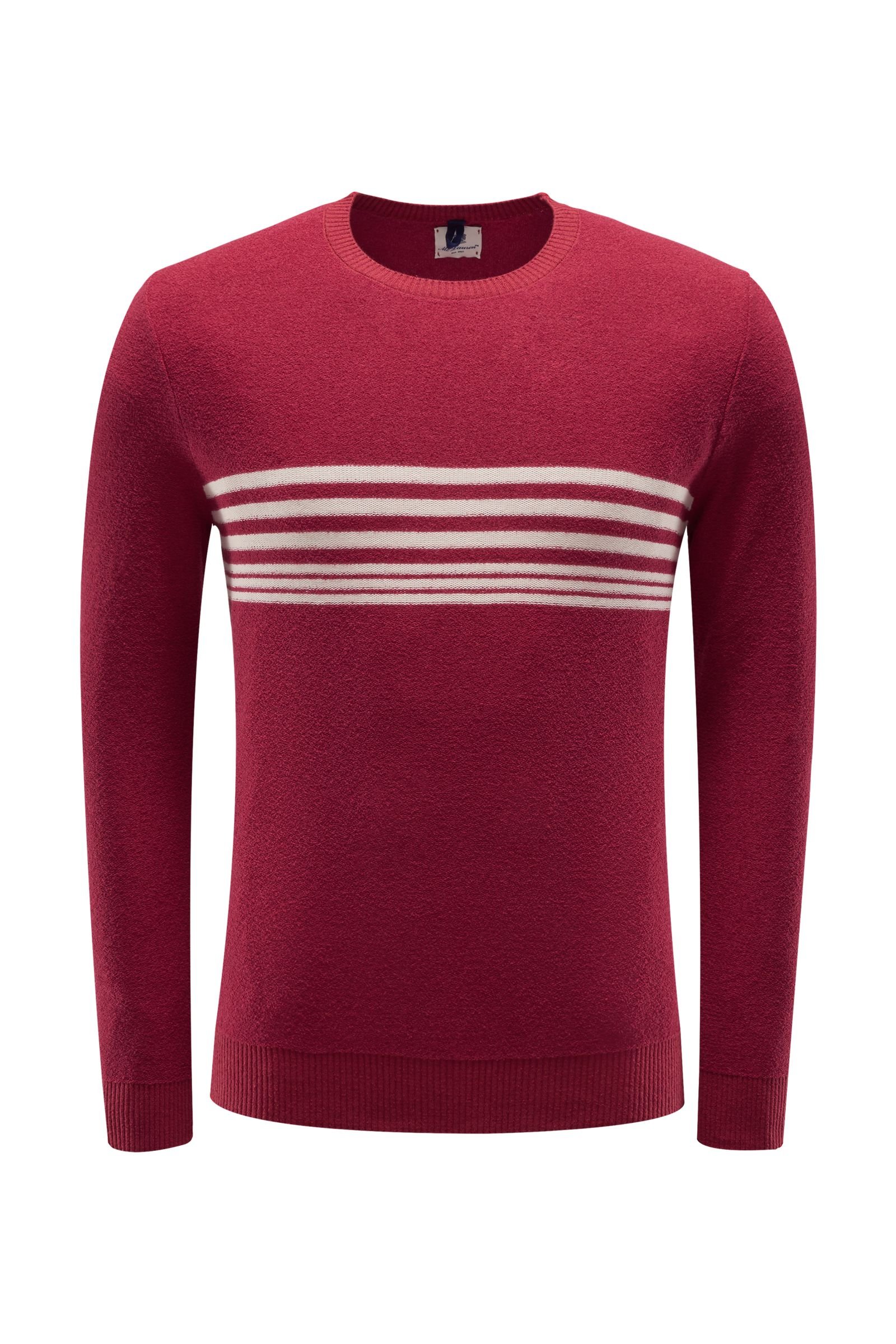 Frottee R-Neck Pullover rot/weiß