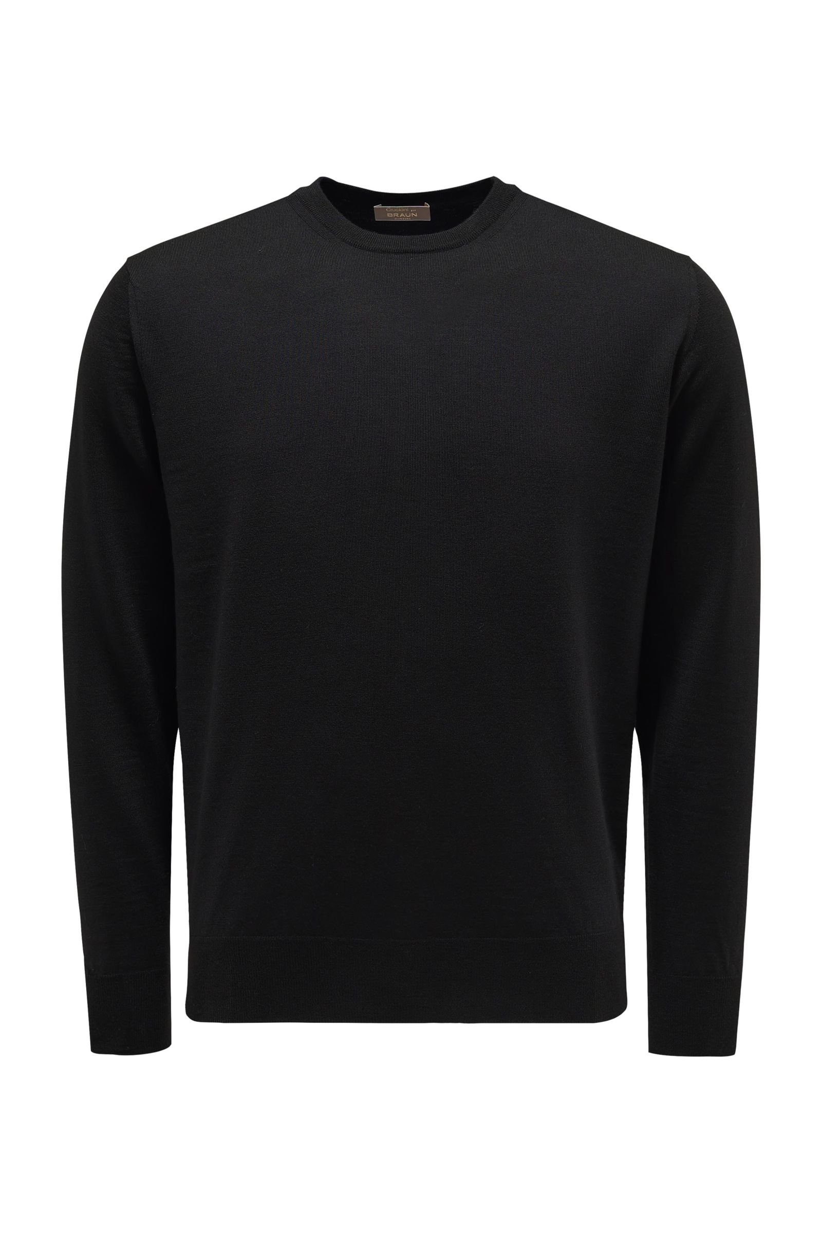 Feinstrick R-Neck Pullover schwarz