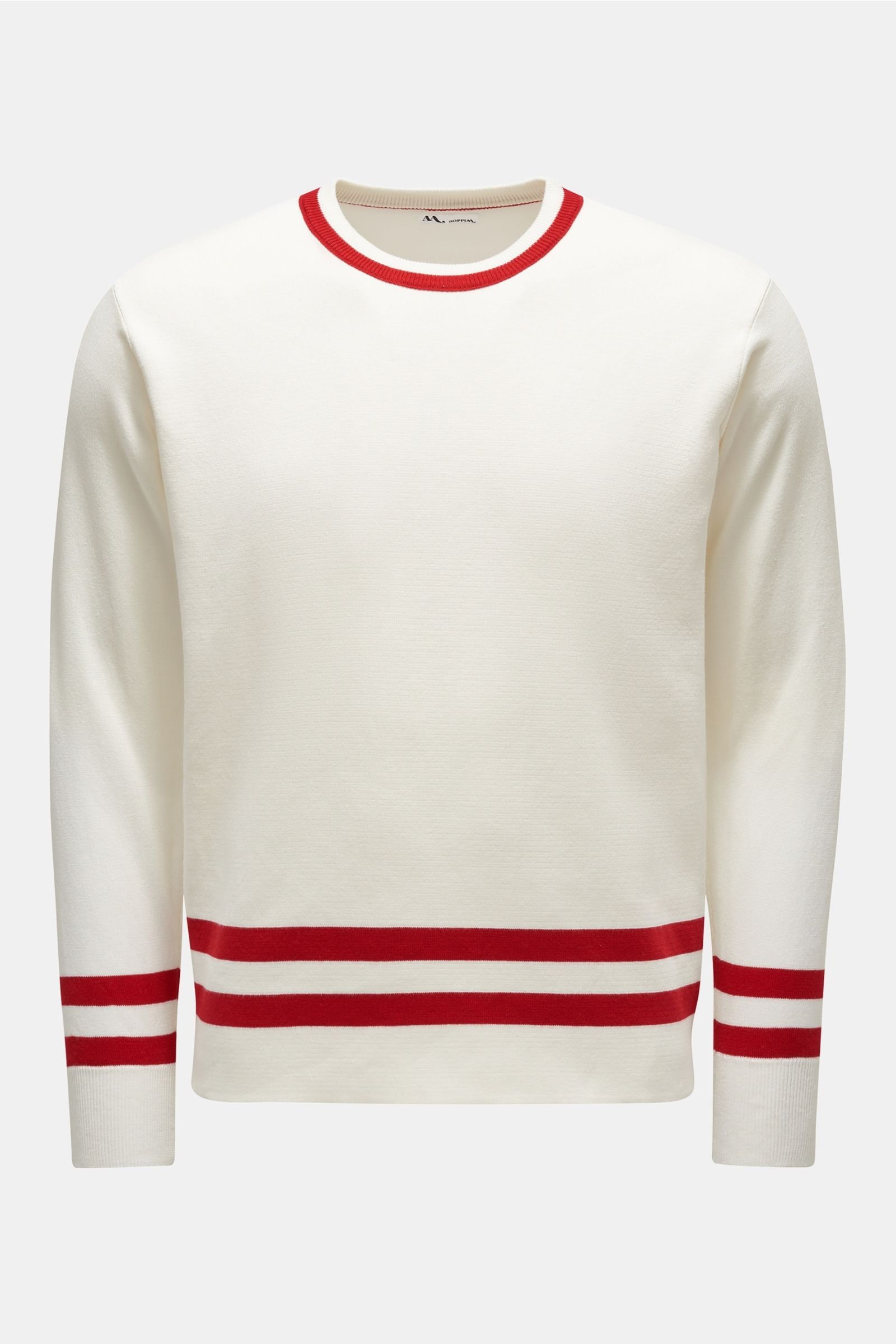R-Neck Pullover 'Aandronico' rot/offwhite