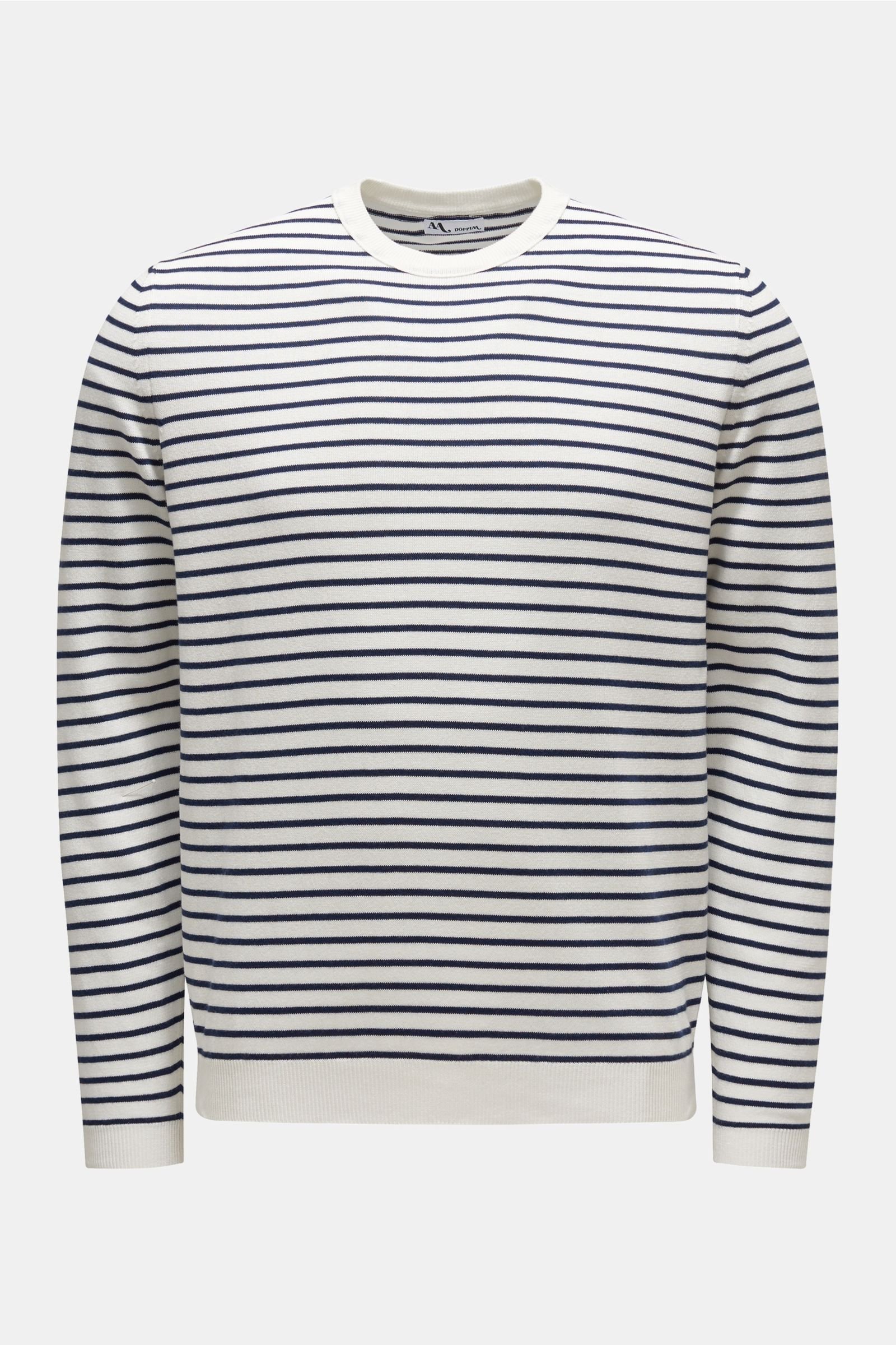 R-Neck Pullover 'Aabacco' offwhite/navy gestreift