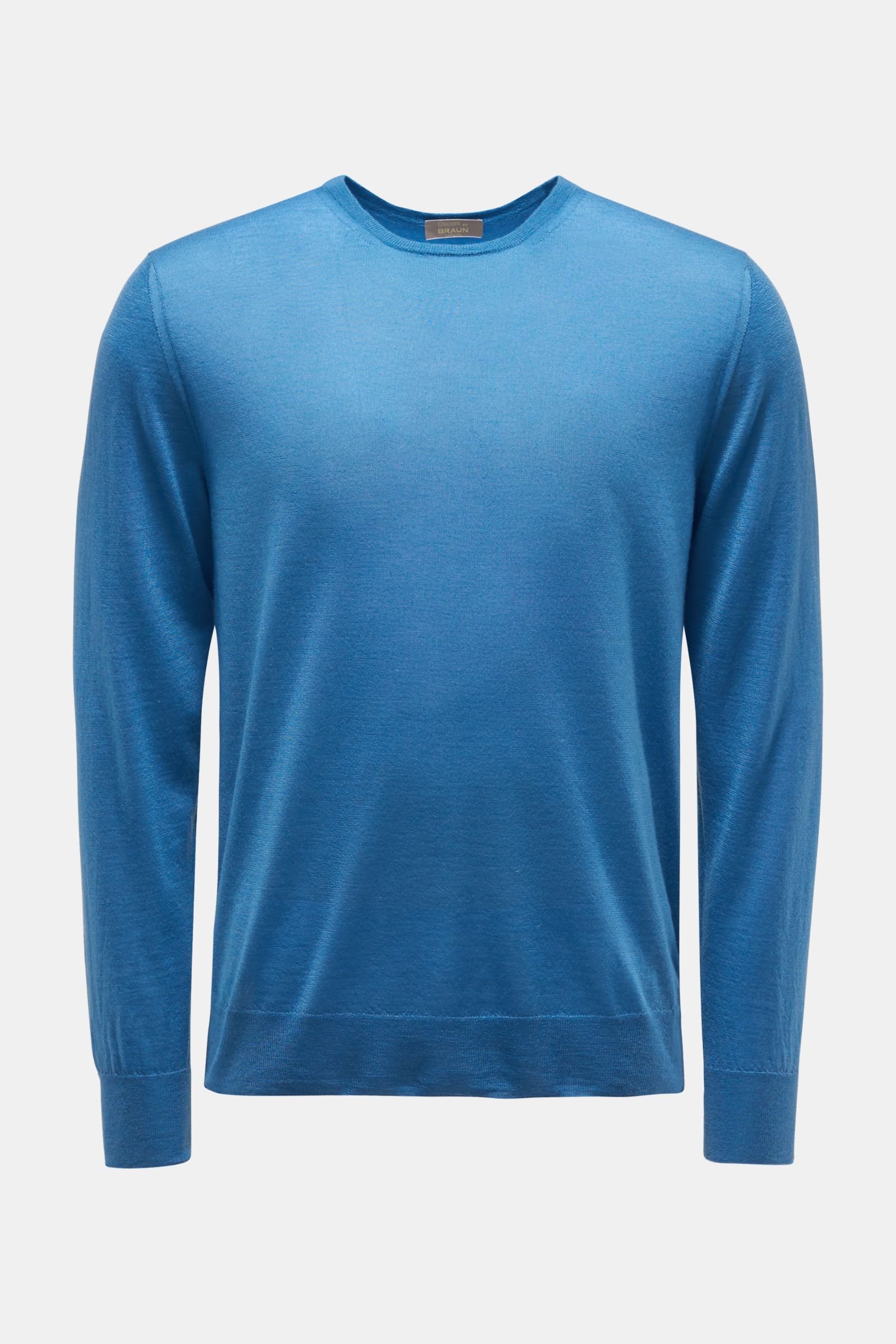 Feinstrick Rundhals-Pullover blau