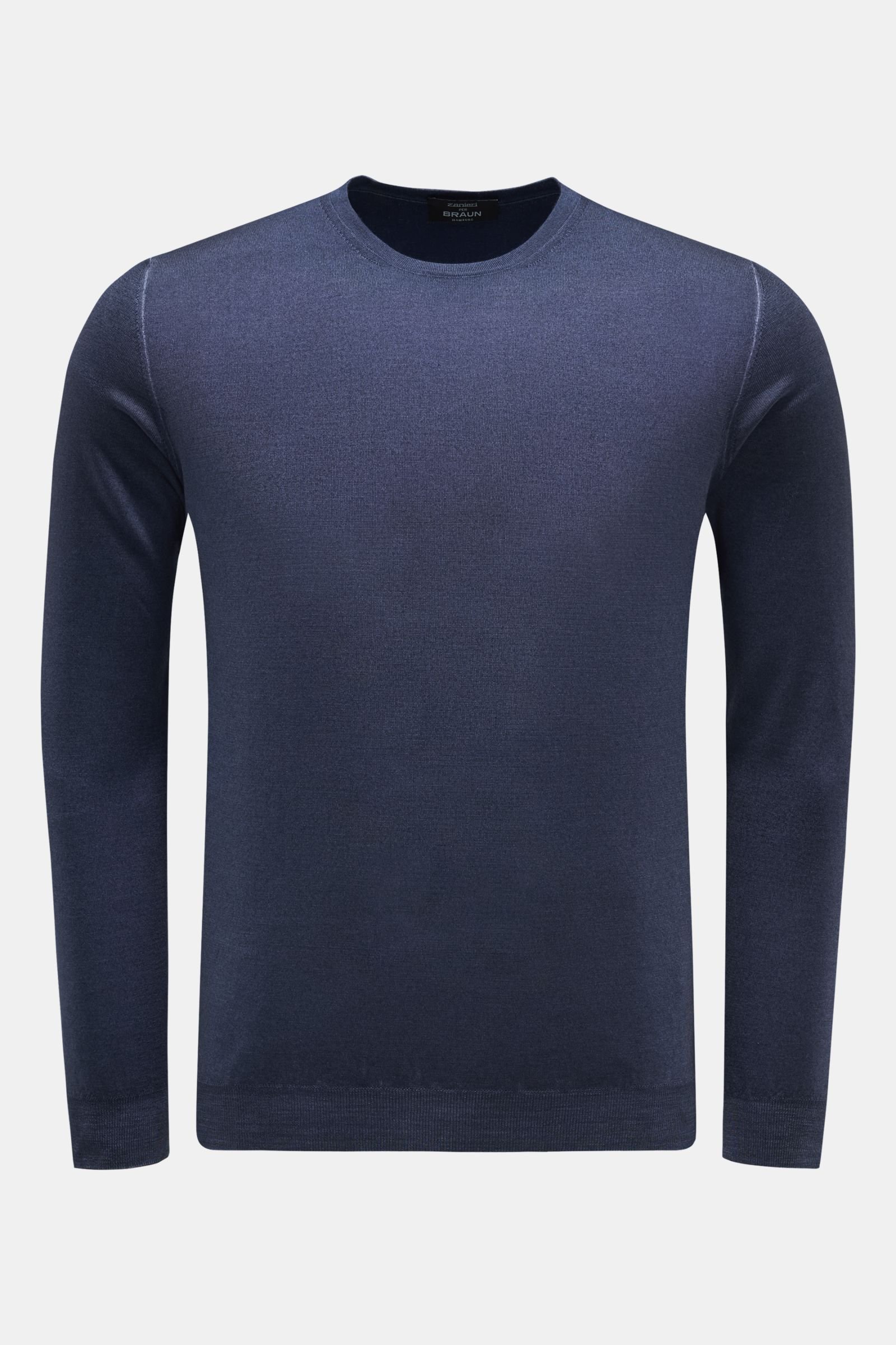 Fine knit crew neck jumper grey-blue