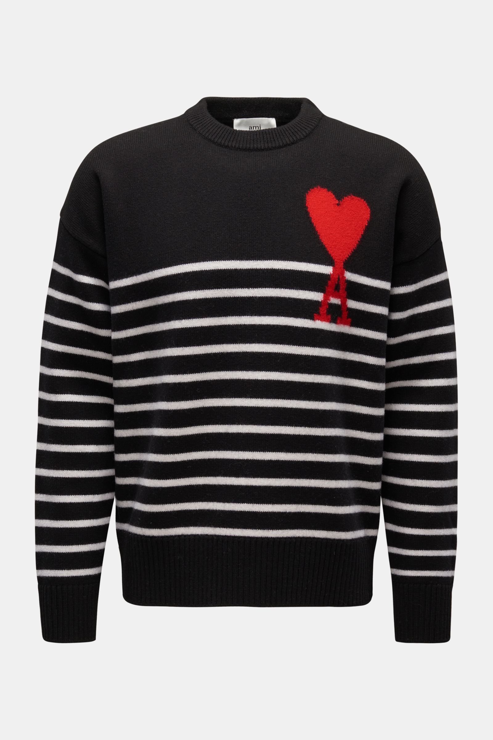 Crew neck jumper 'ADC Striped Sweater' black/off-white striped