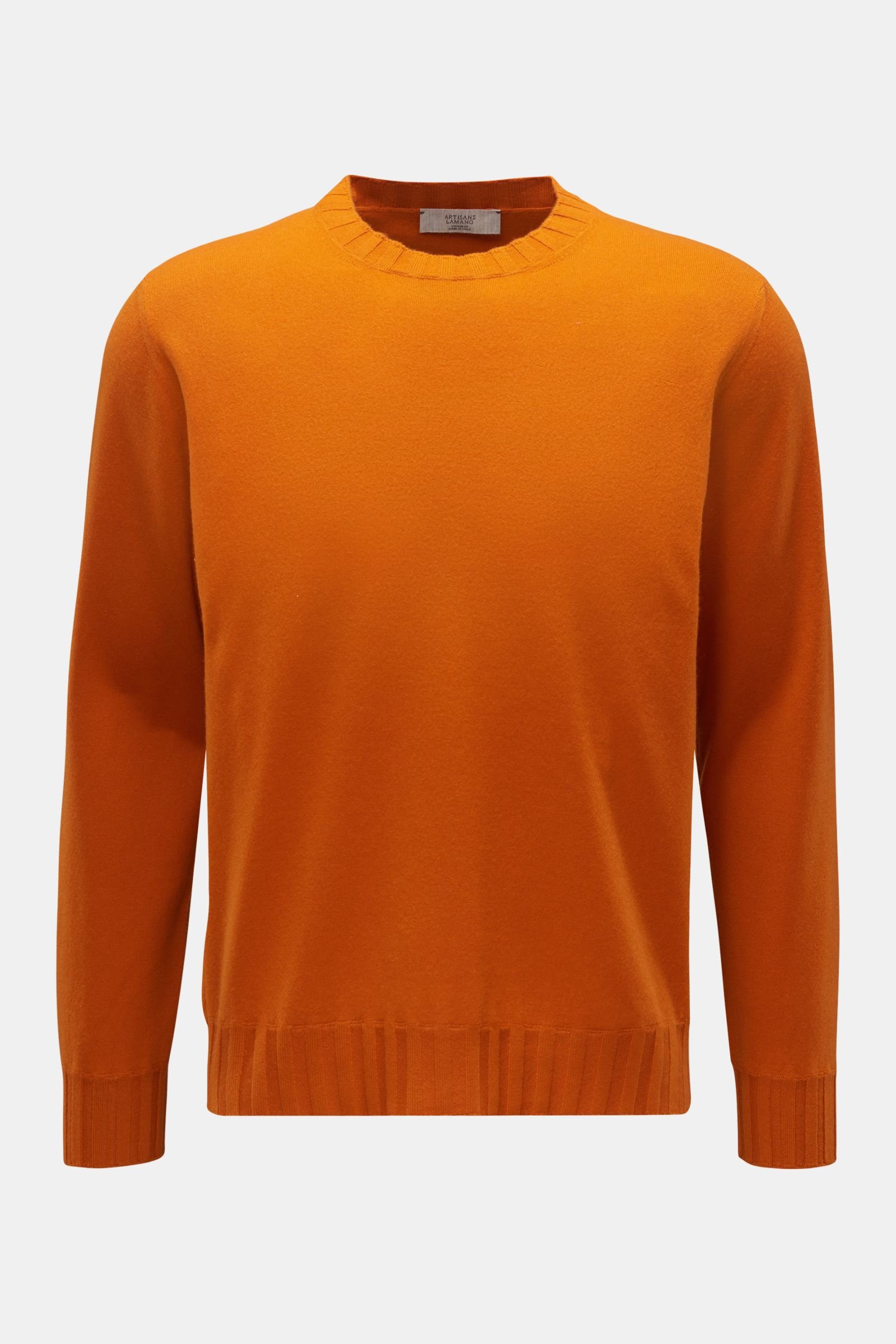 Cashmere crew neck jumper orange