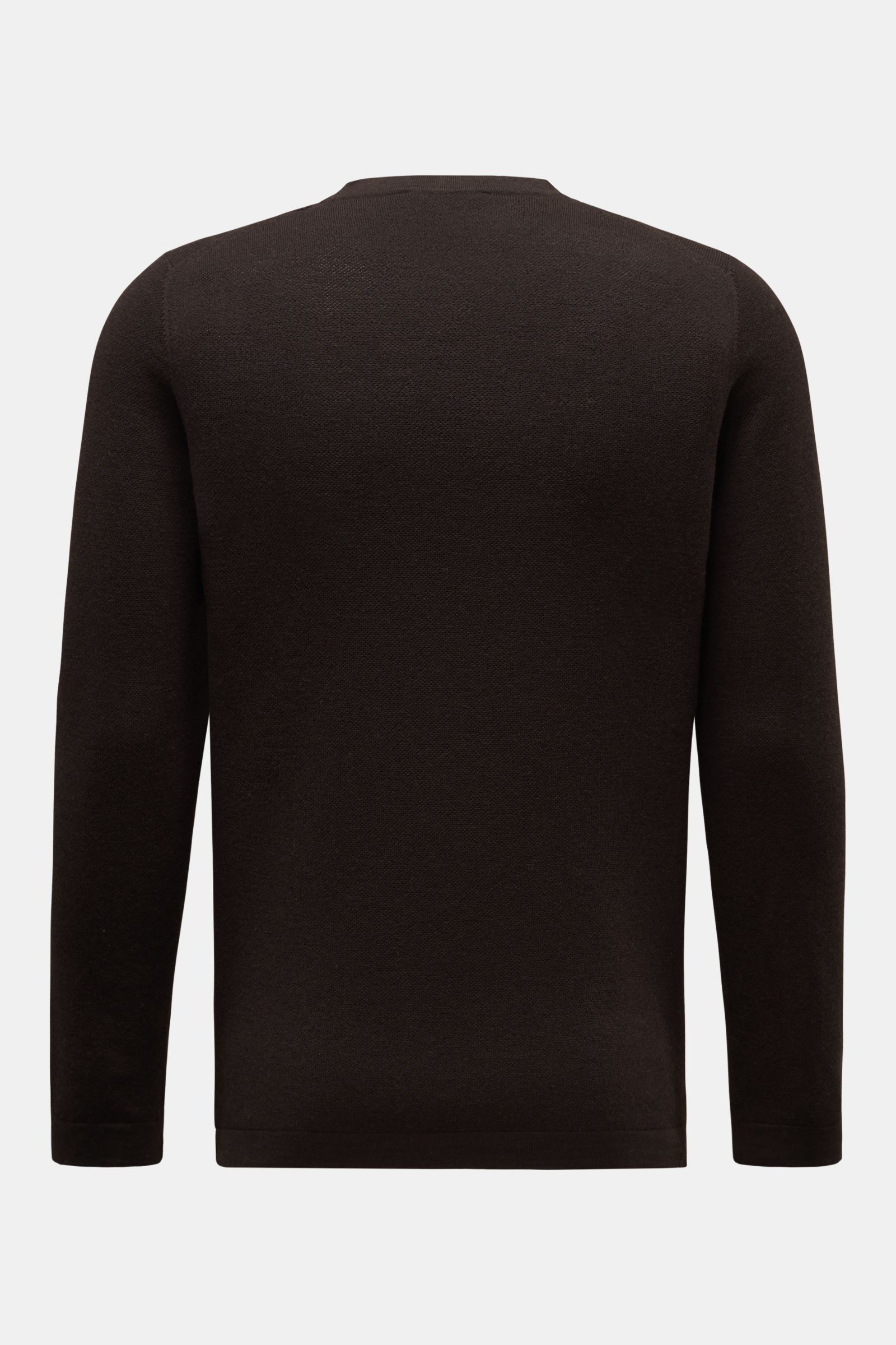04651/ A trip in a bag Merino Rundhalspullover 'Oyster' dunkelbraun