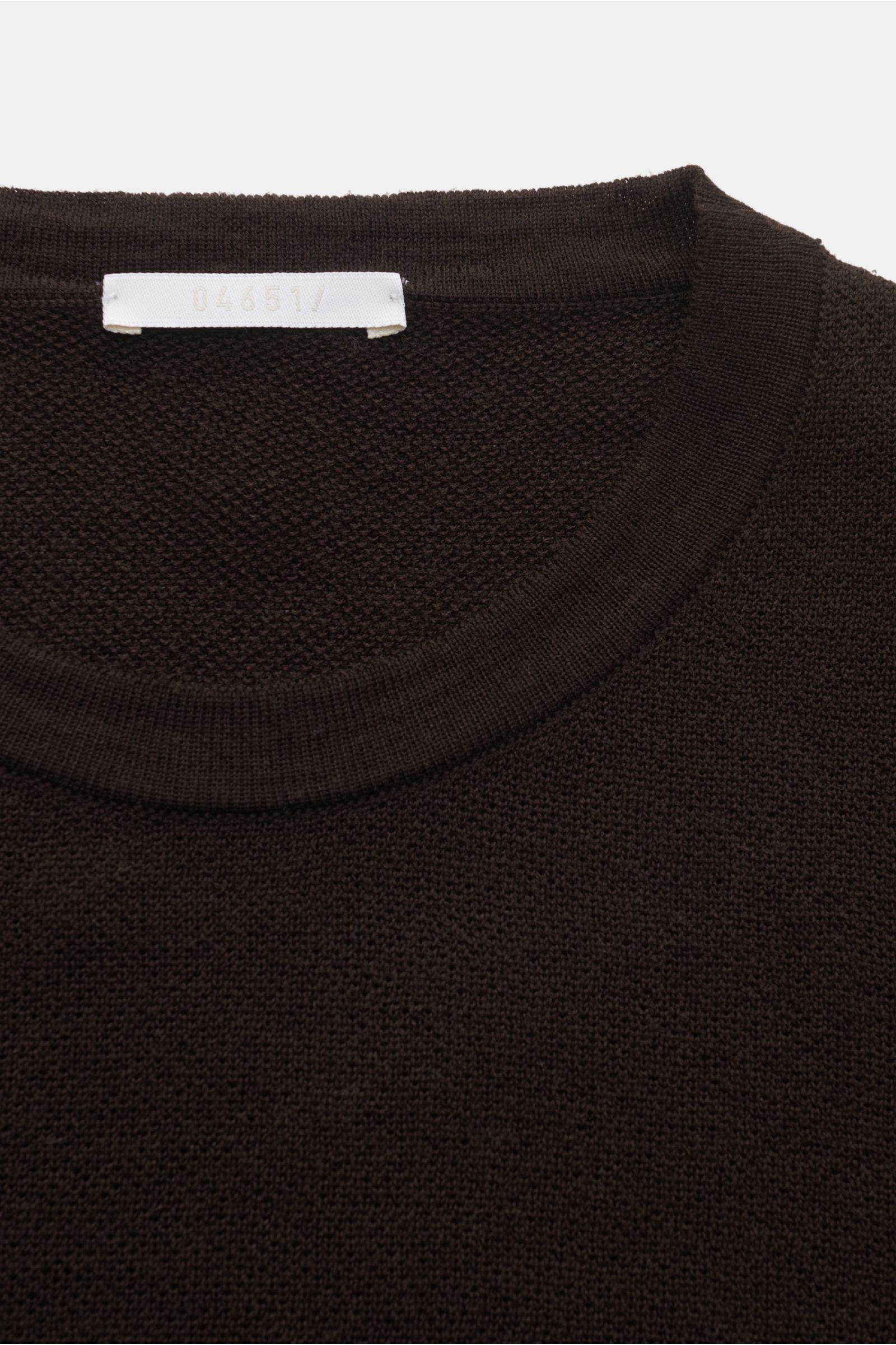 04651/ A trip in a bag Merino Rundhalspullover 'Oyster' dunkelbraun