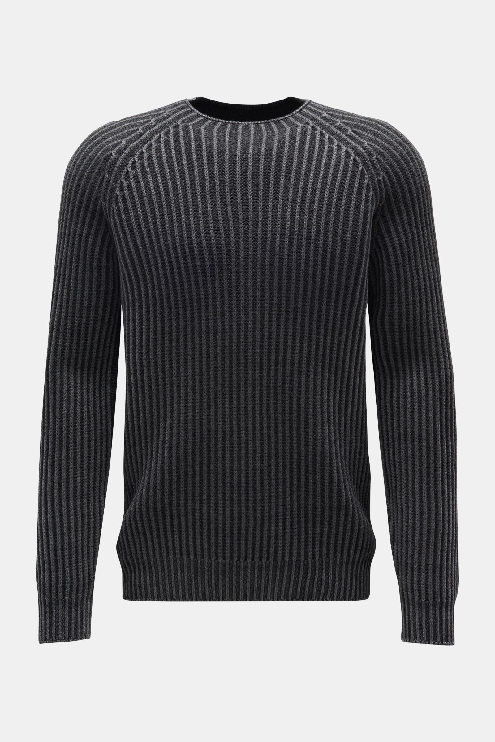 04651/ A trip in a bag Reversible crew neck jumper 'Foggy Rip' black/grey