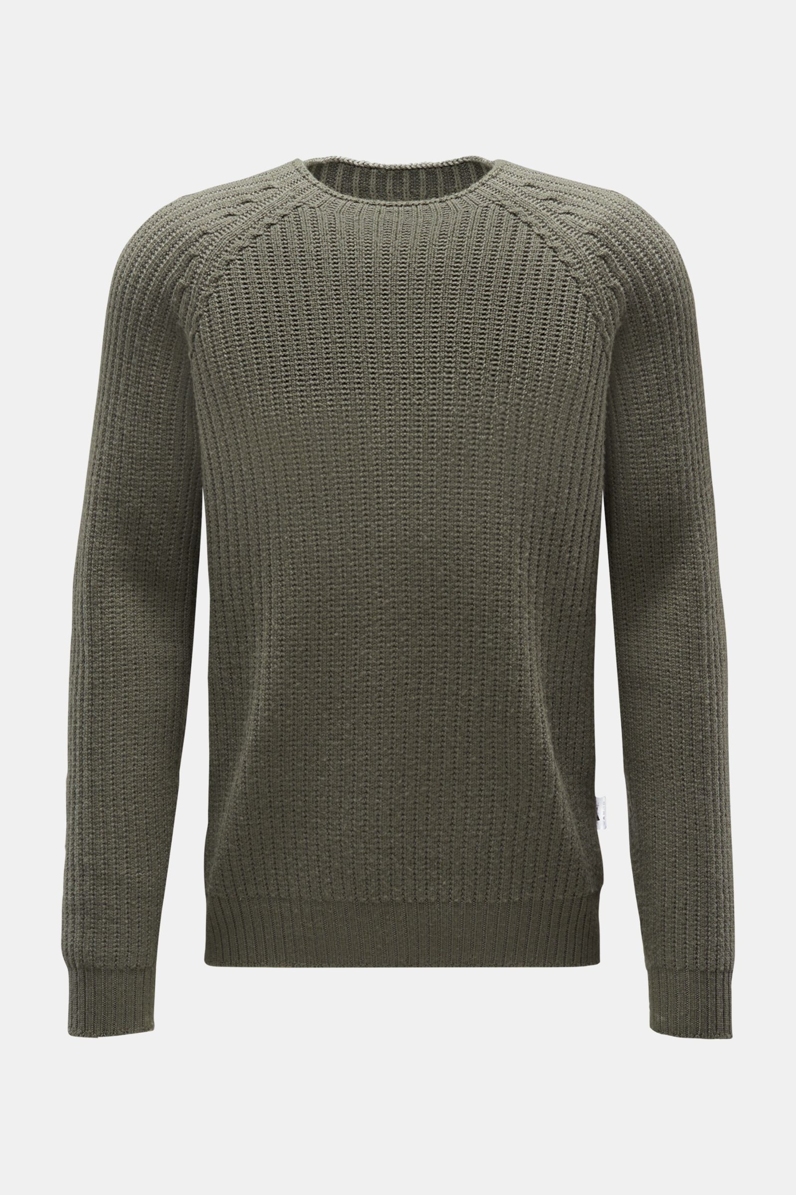 04651/ A trip in a bag Reversible crew neck jumper 'Foggy Rip' grey-green/olive