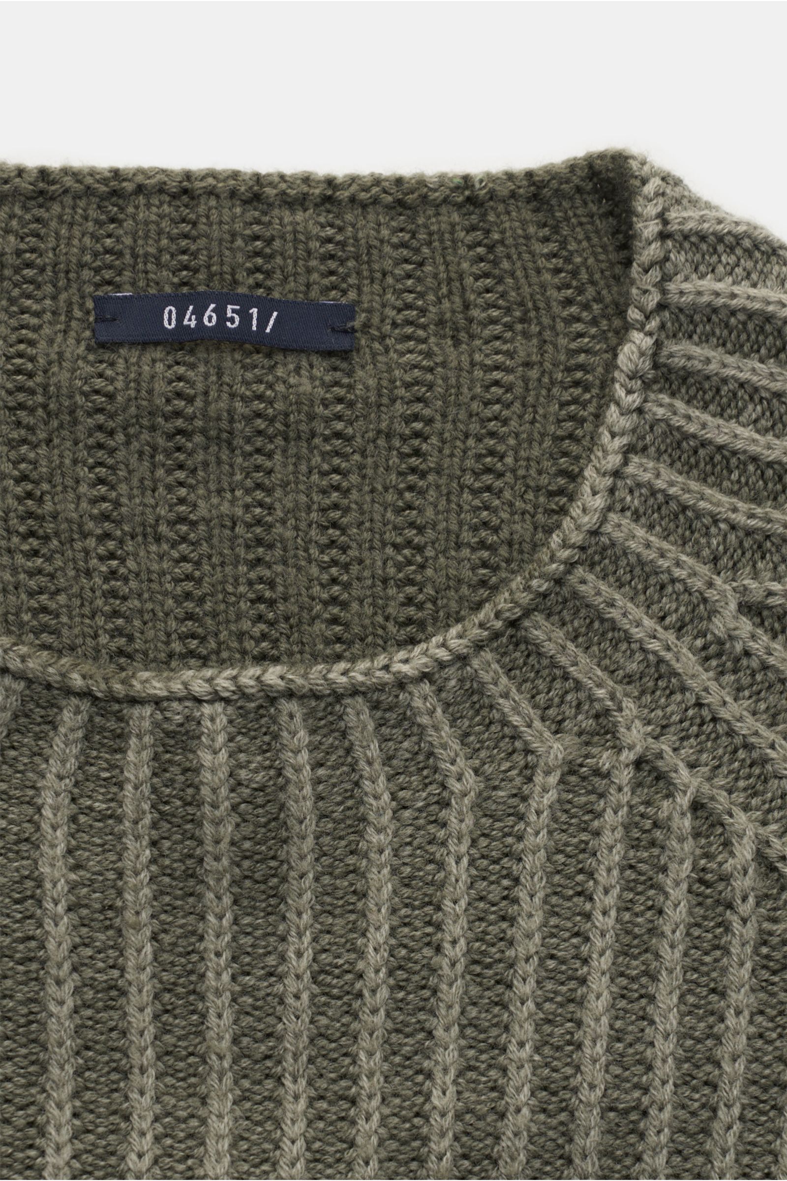 04651/ A trip in a bag Reversible crew neck jumper 'Foggy Rip' grey-green/olive