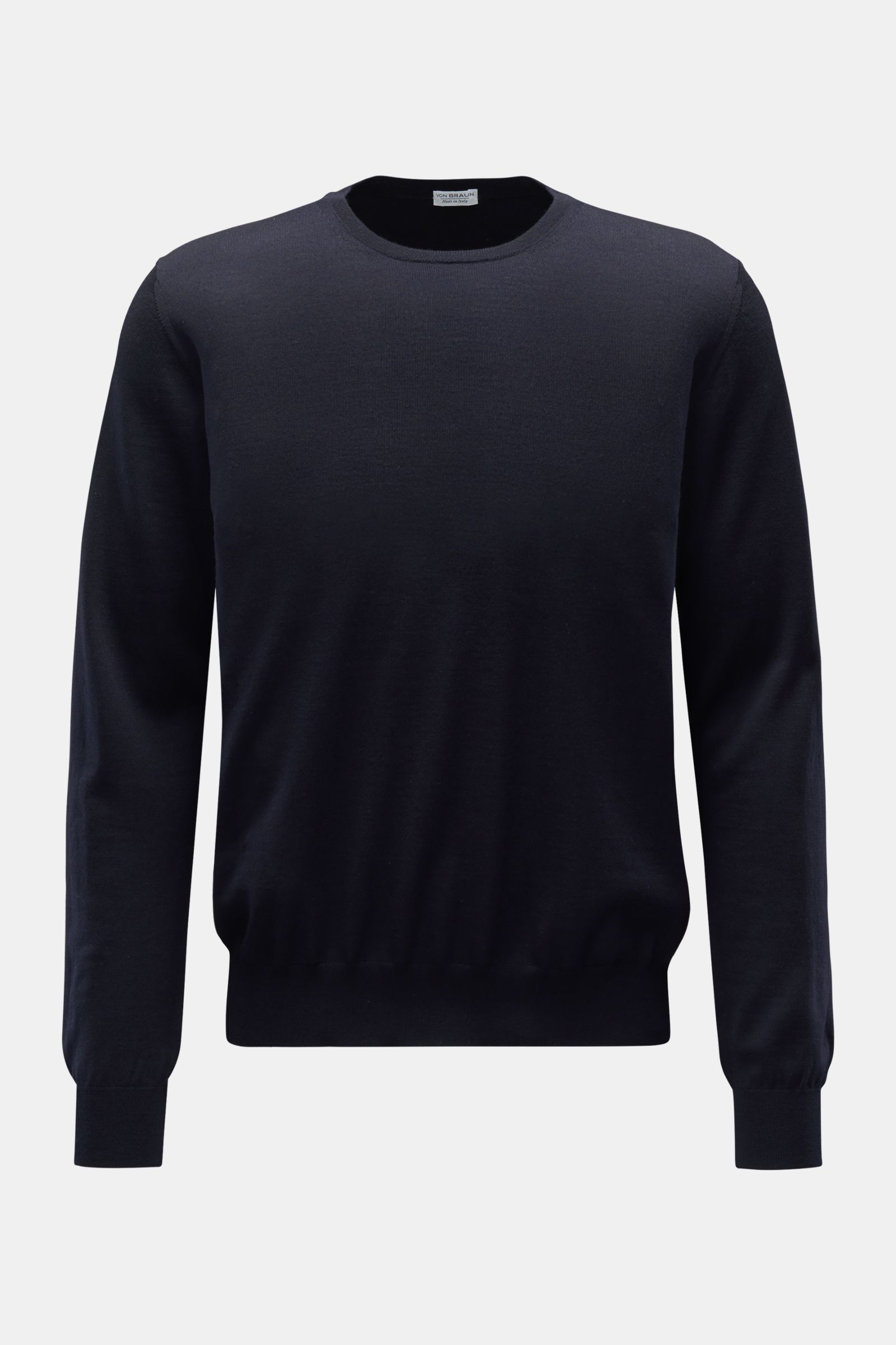 von Braun Merino fine knit crew neck jumper navy