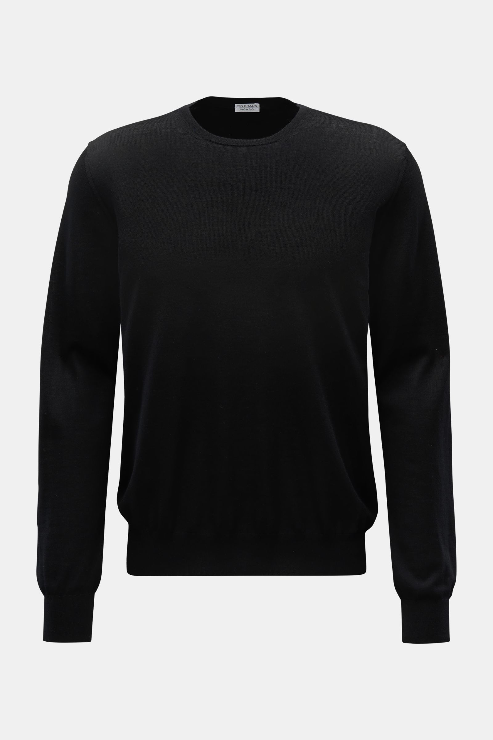 von Braun Merino Feinstrick-Rundhalspullover schwarz